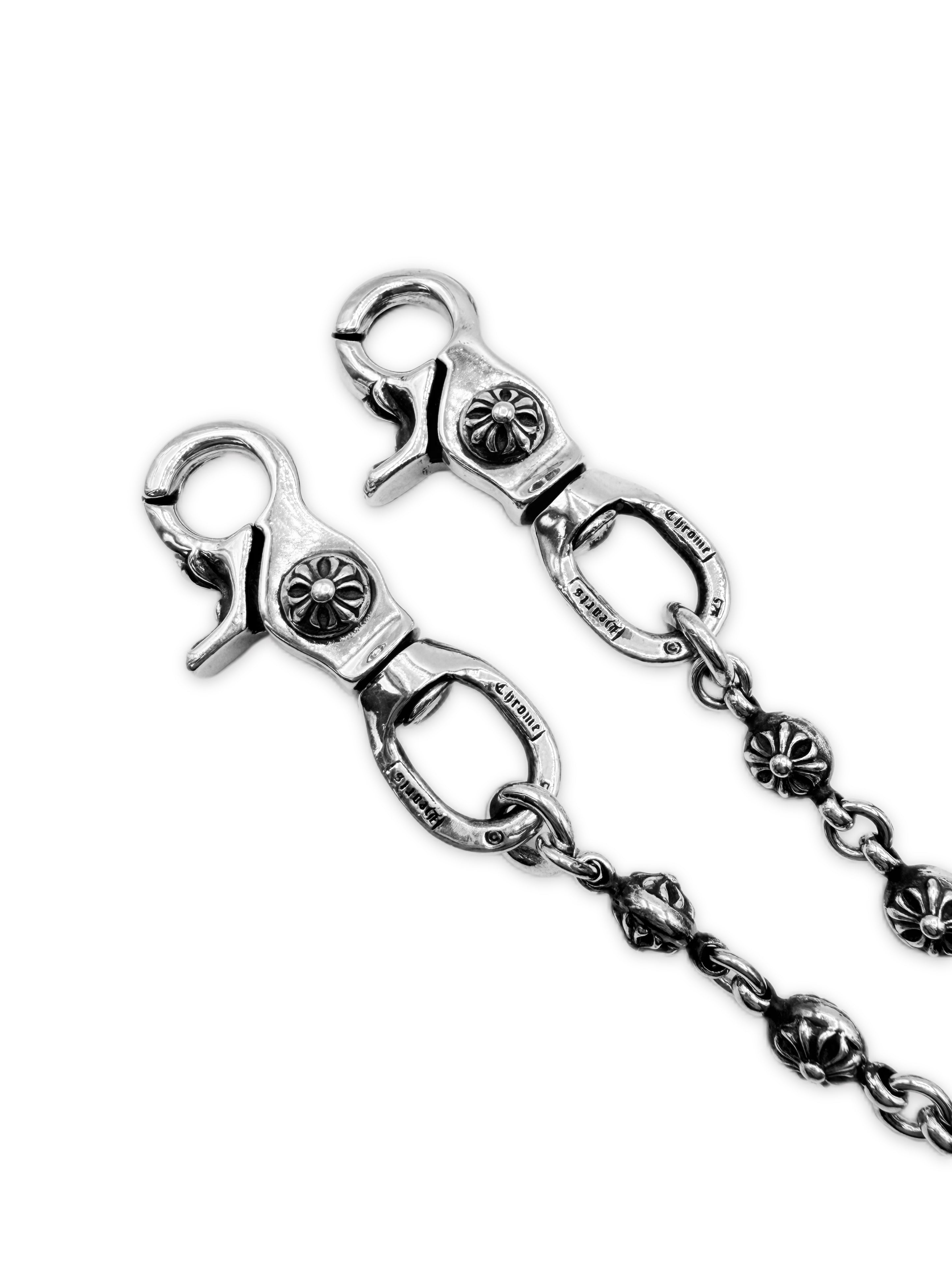 Chrome Hearts Cross Pendant 28 in Cross Ball . Double Lobster Wallet Chain