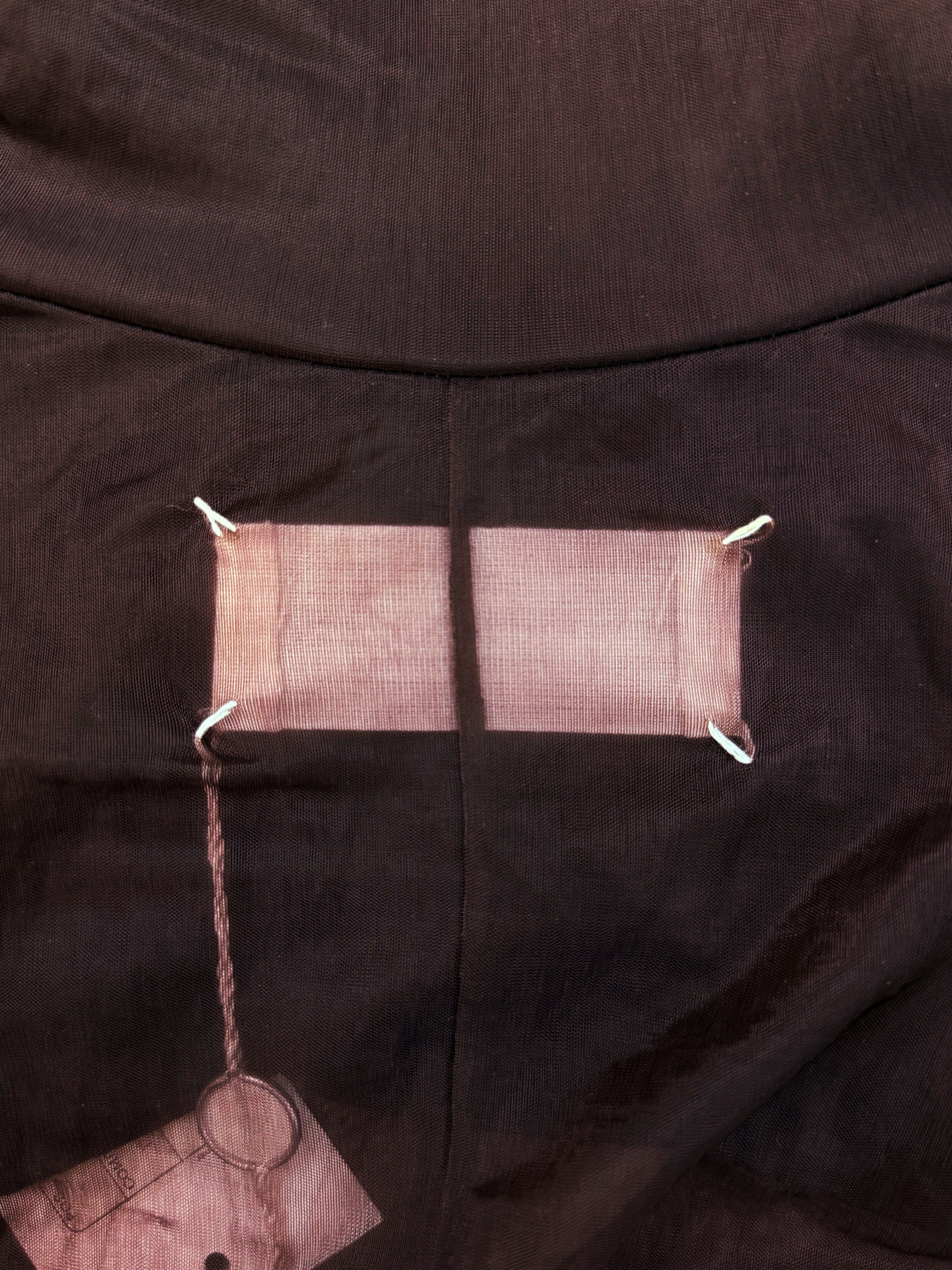 SS91 Maison Margiela Cigarette Shoulder Wine Red Mesh Long Sleeve Turtleneck