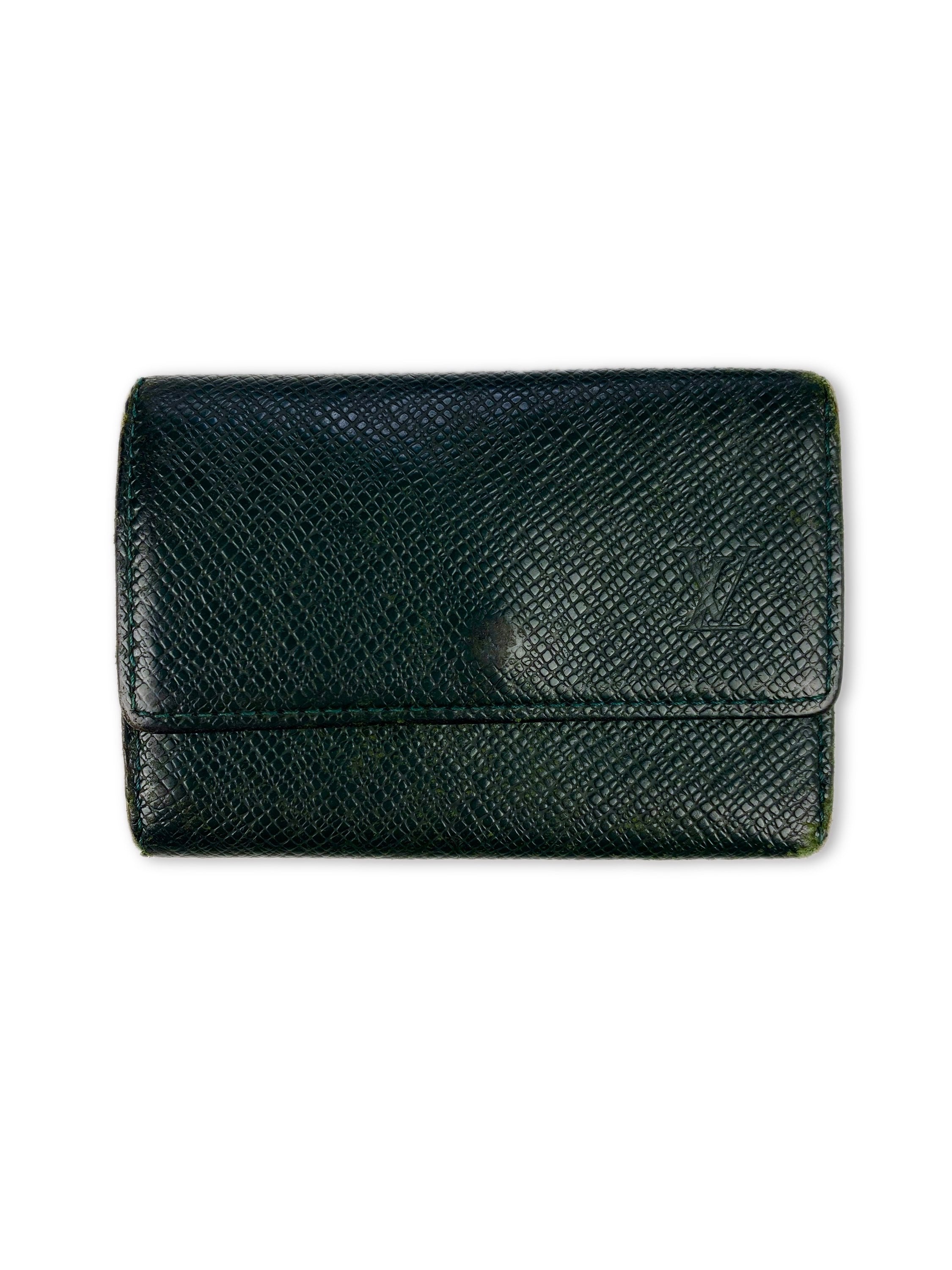 Louis Vuitton Forest Green Embossed LV Logo Key Holder