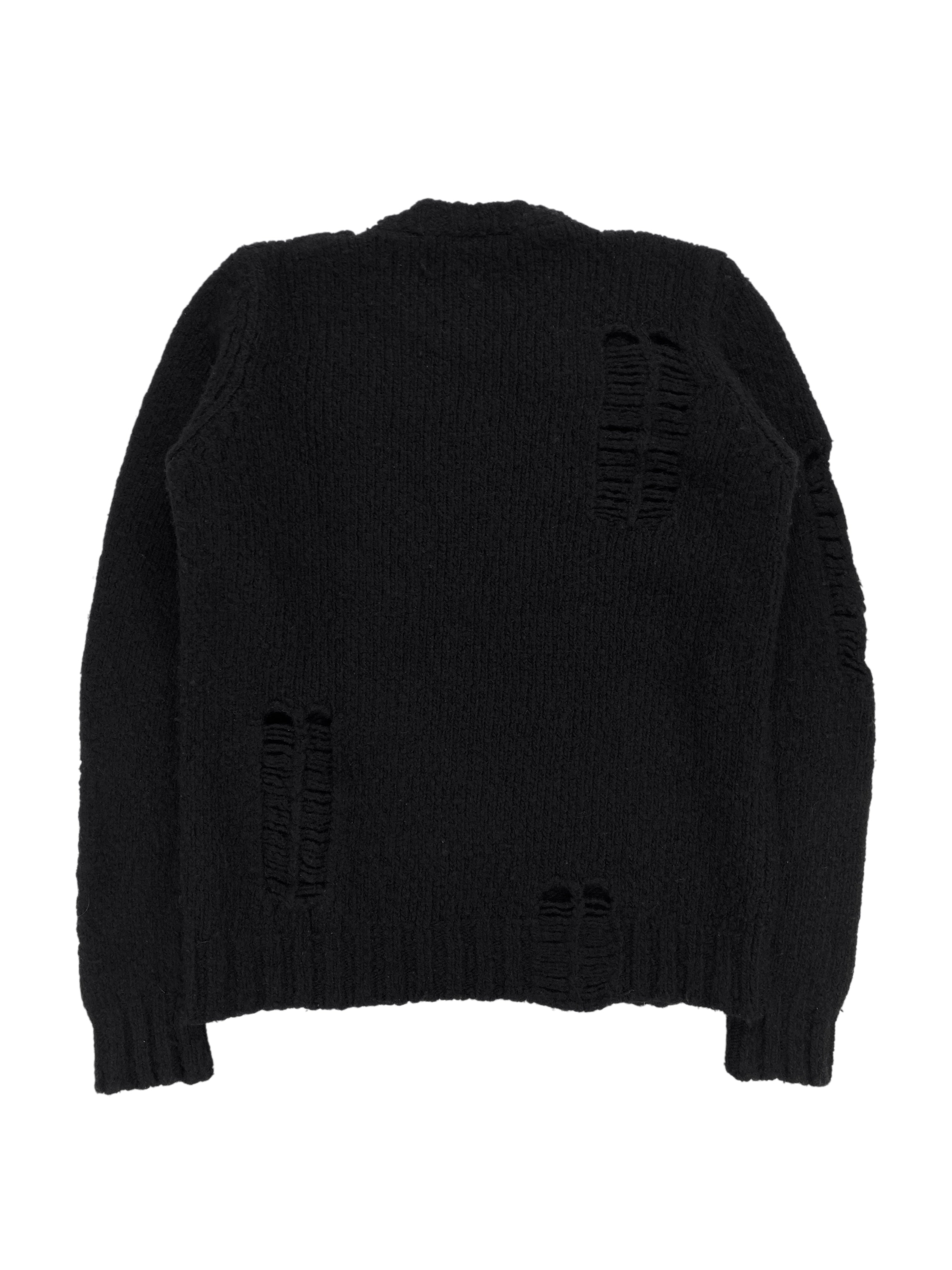 Marni Hand Distressed Black Wool Knitted Sweater