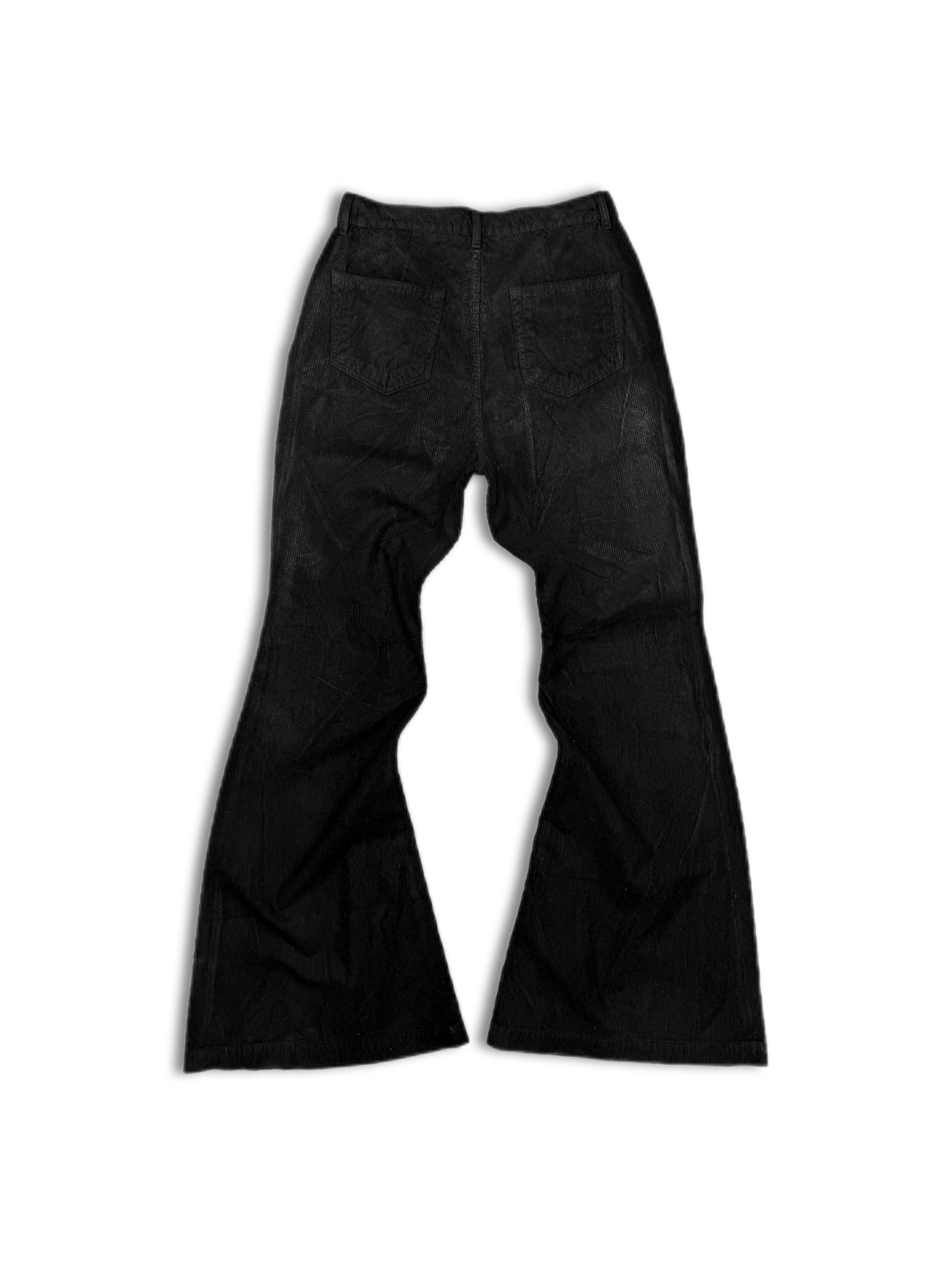 Rick Owens Corduroy ‘Bolan’ Black Flared Bootcut Pants