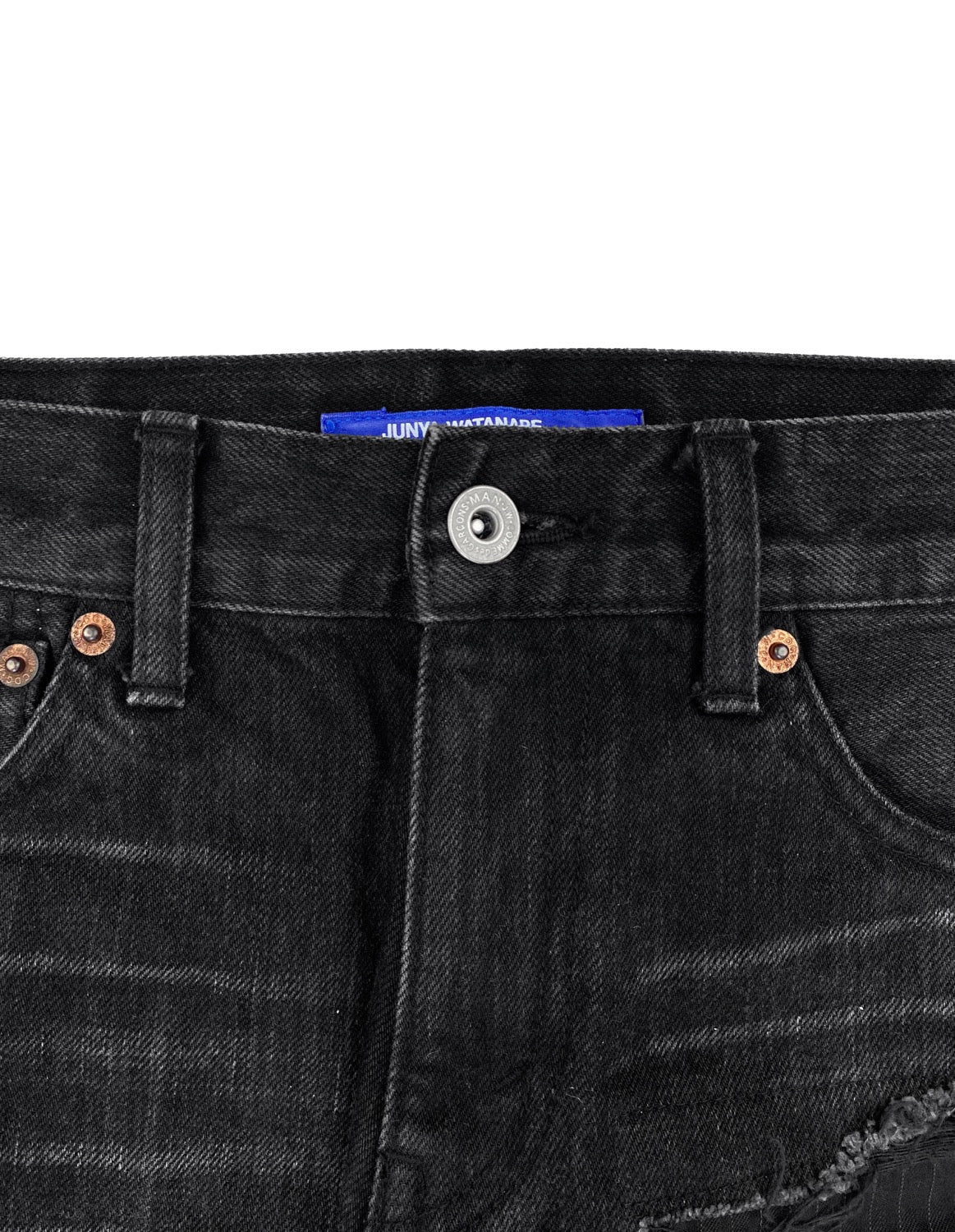 SS17 Junya Watanabe Patchwork Distressed Black Washed Denim