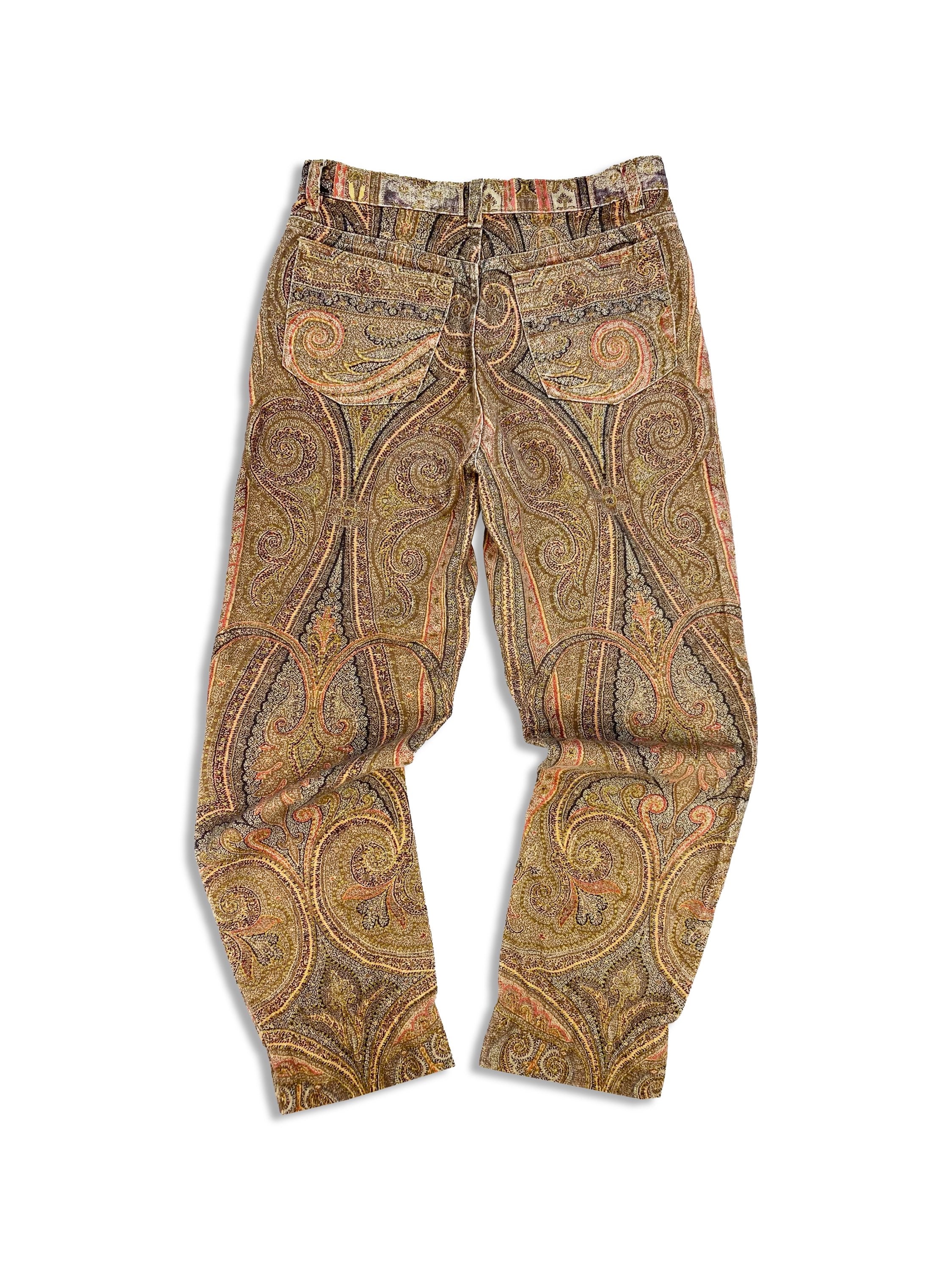 Roberto Cavalli Aztec Full Print Metallic Denim Jeans