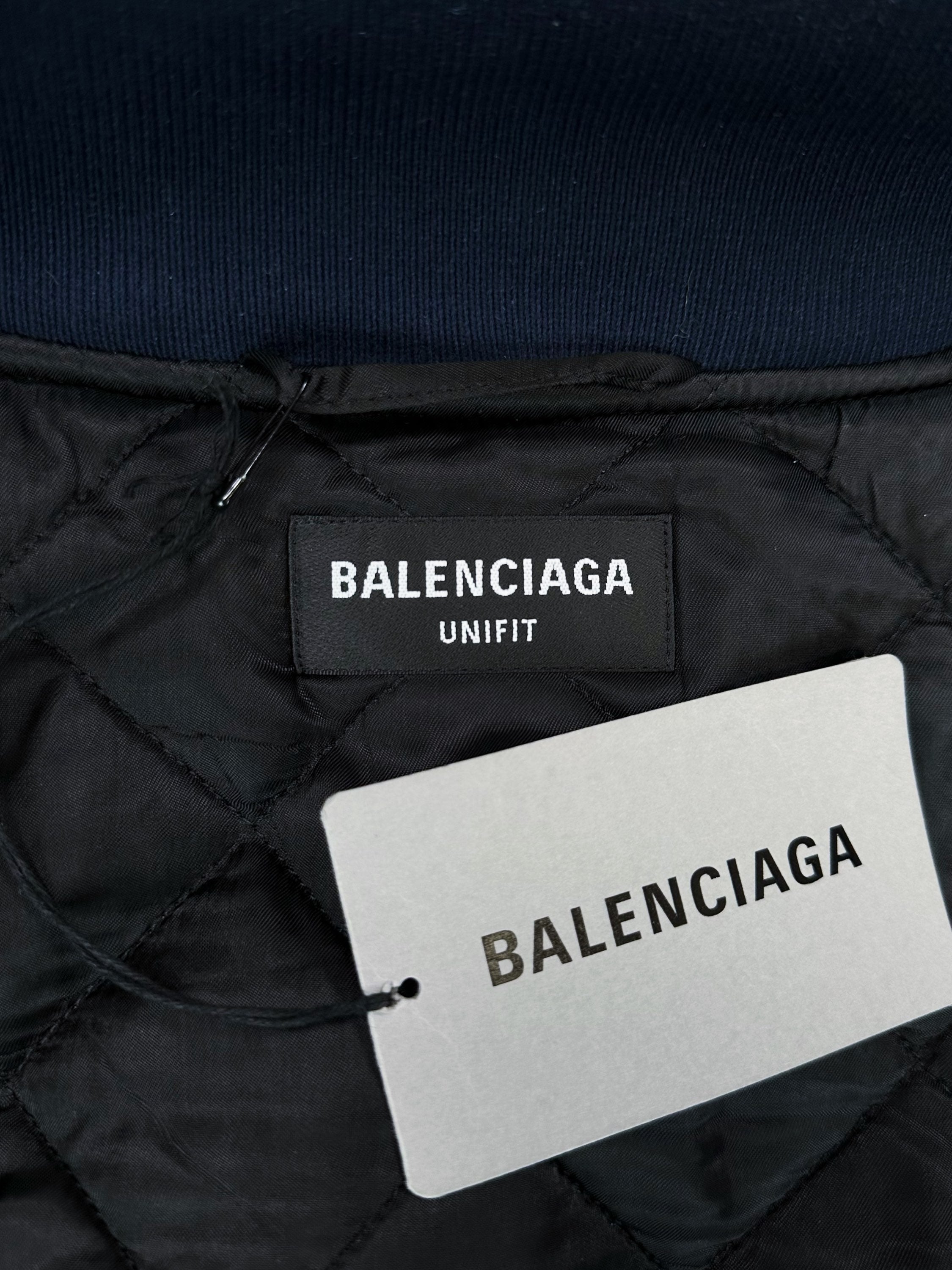 AW21 Balenciaga Faux Fur ‘Split Hood’ Blue Nylon Bomber Jacket