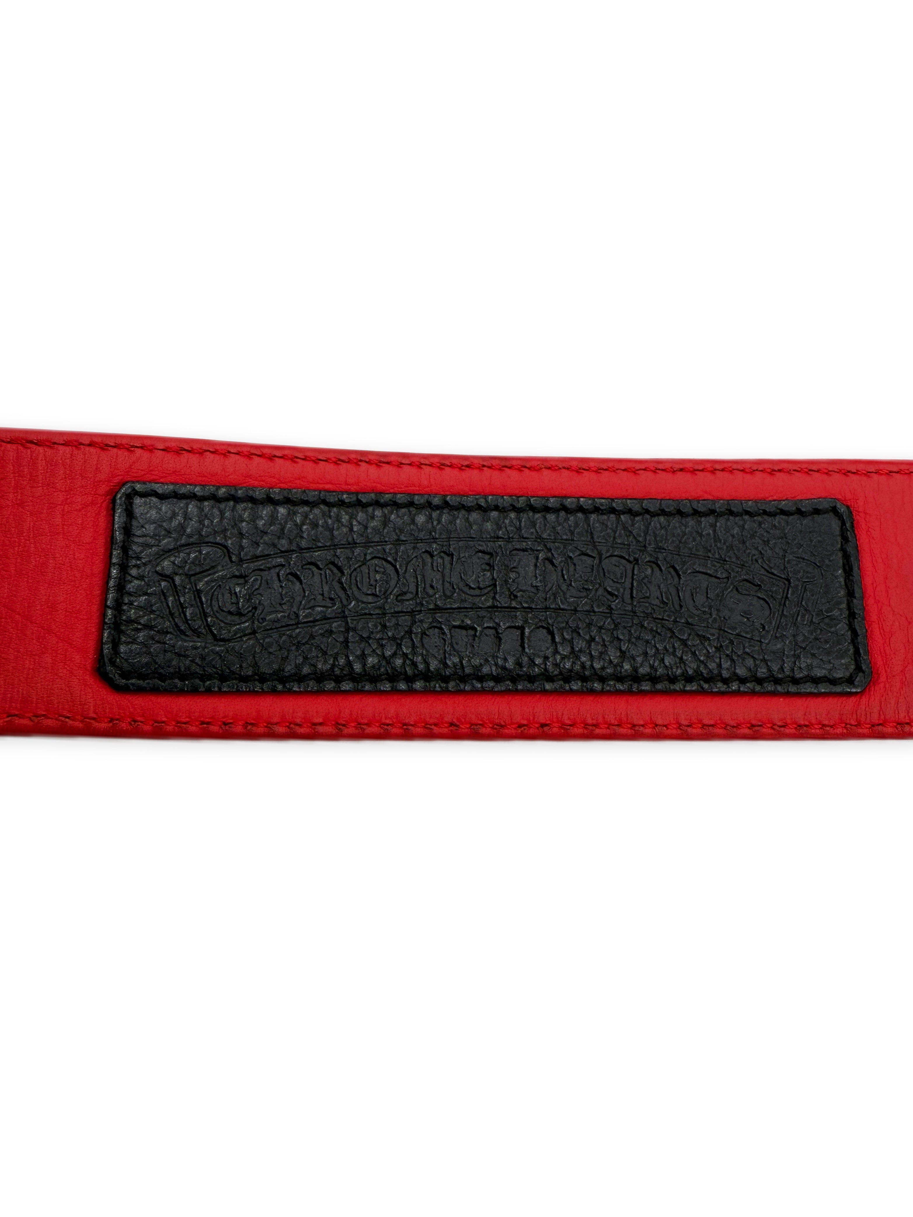 Chrome Hearts Red Calfskin Leather .925 Silver Gunslinger Belt