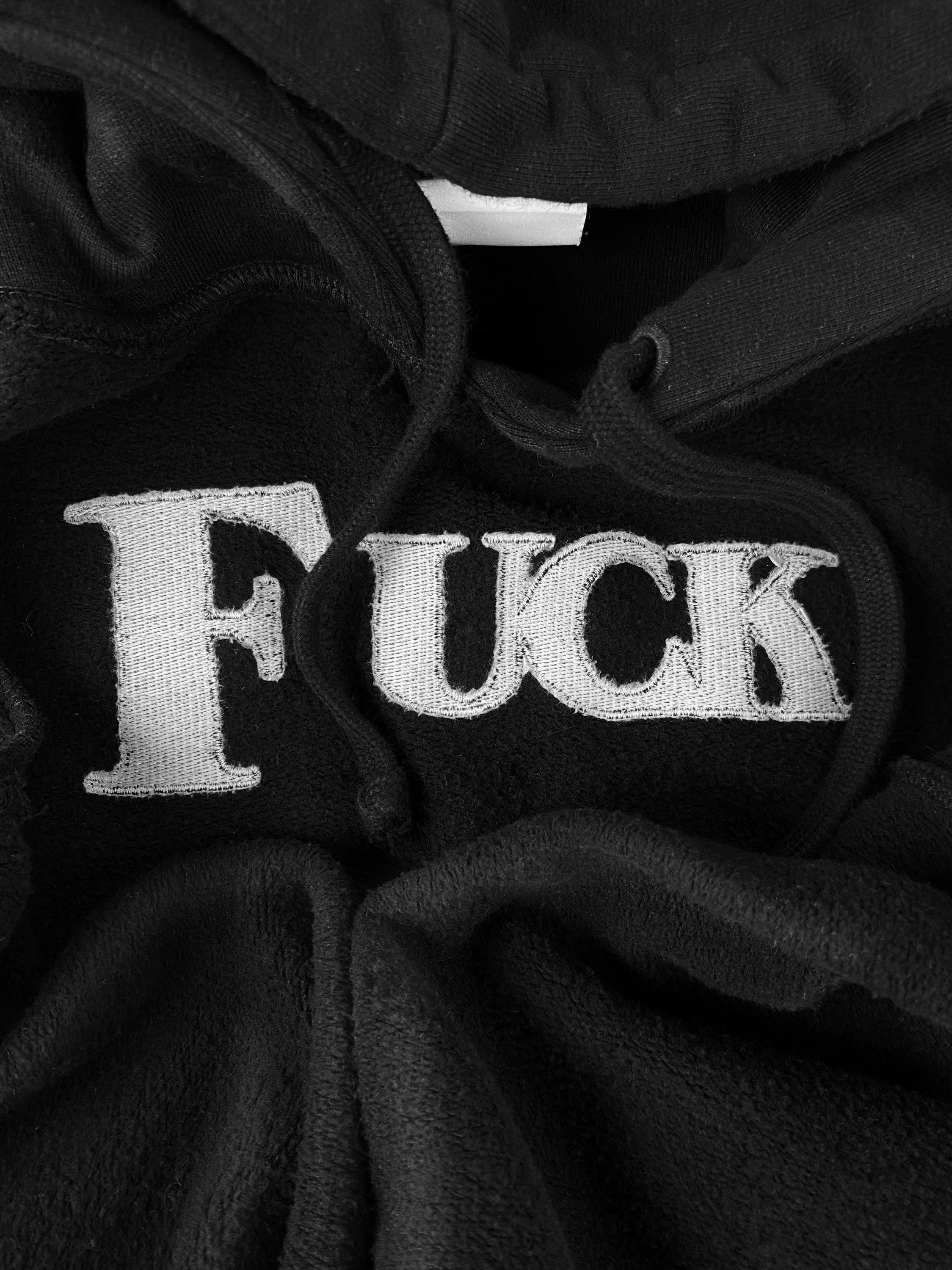AW19 Vetements ‘Fuck’ Inside Out Patched Oversized Hoodie