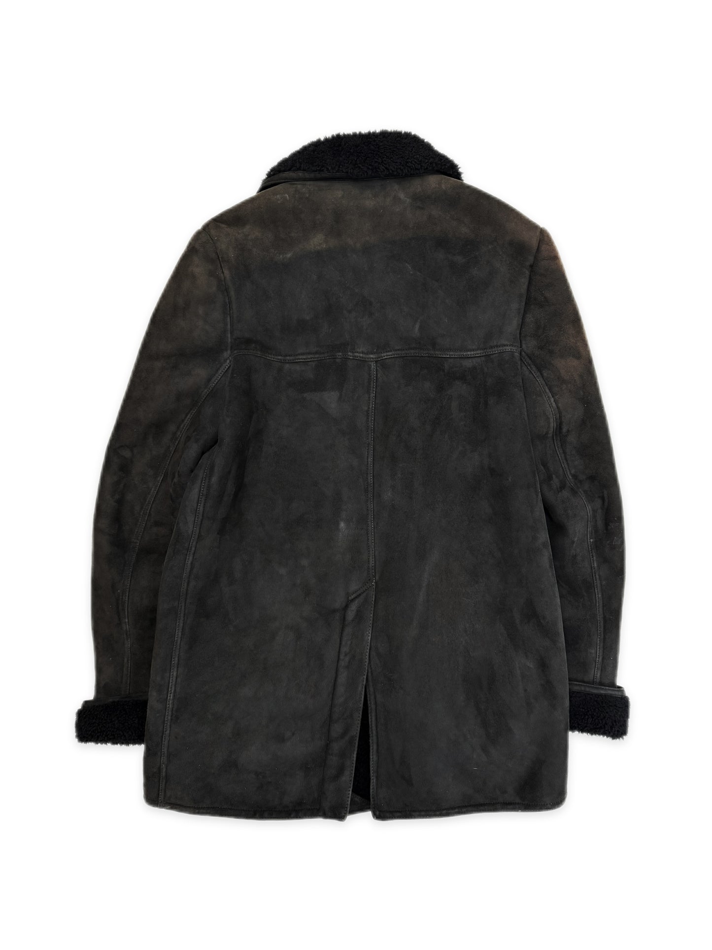 Chrome Hearts Mouton Fur Suede Shearling Lined .925 Silver Sun Faded Jacket