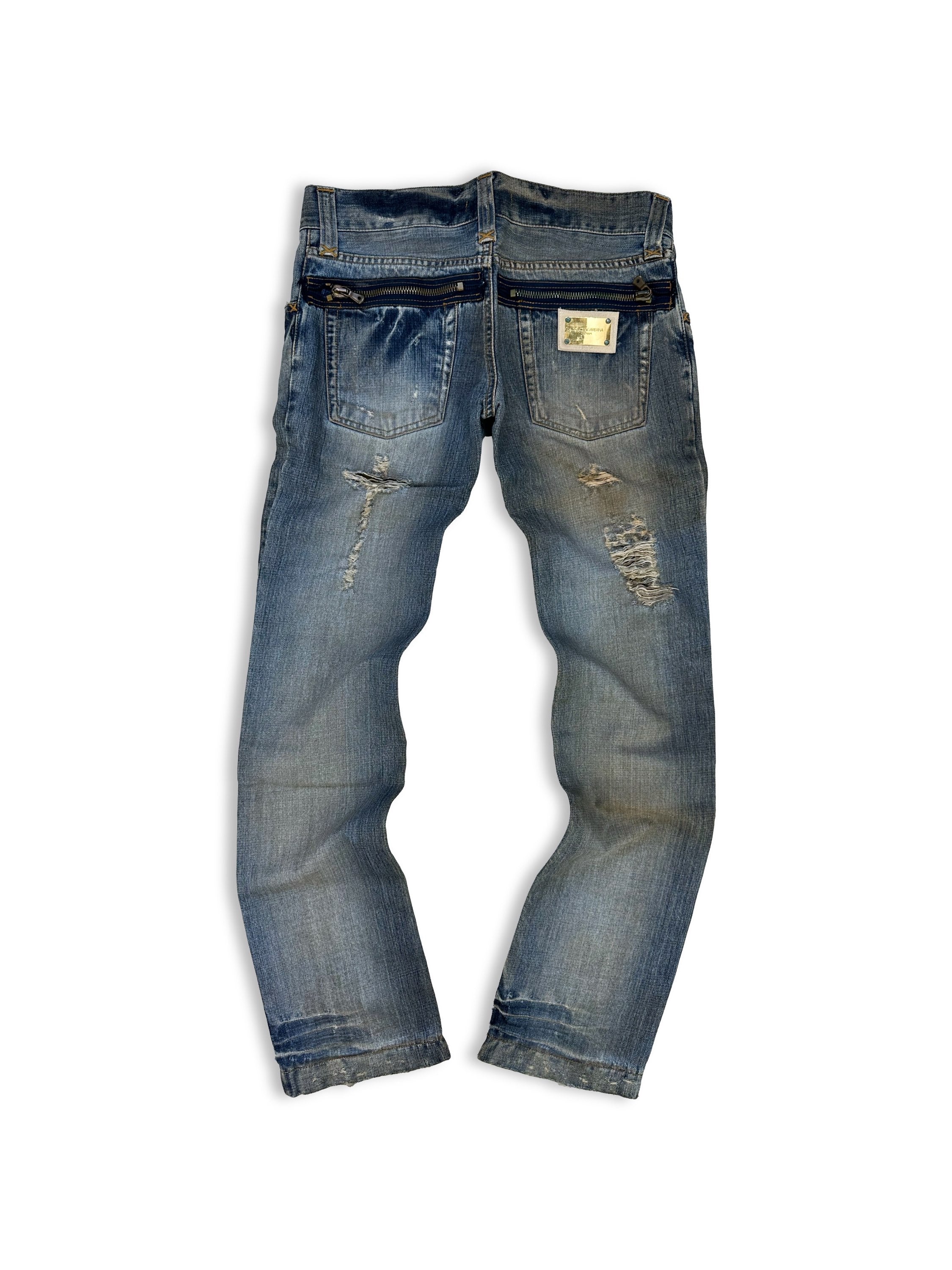00s Dolce &amp; Gabbana Thrashed Blue Wash Denim
