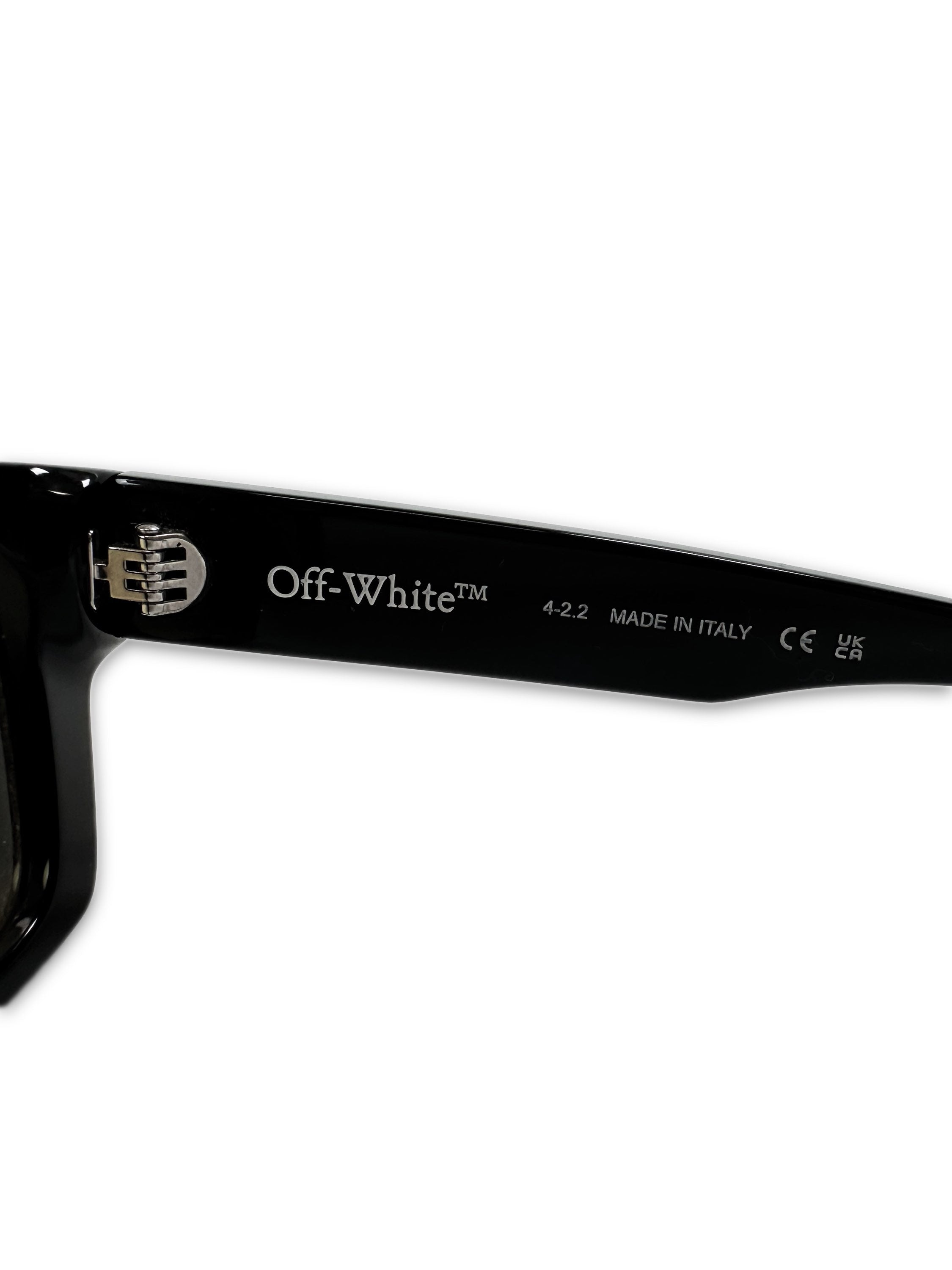 Off-White ‘Manchester’ Black Boxy Frame Green Tint Sunglasses