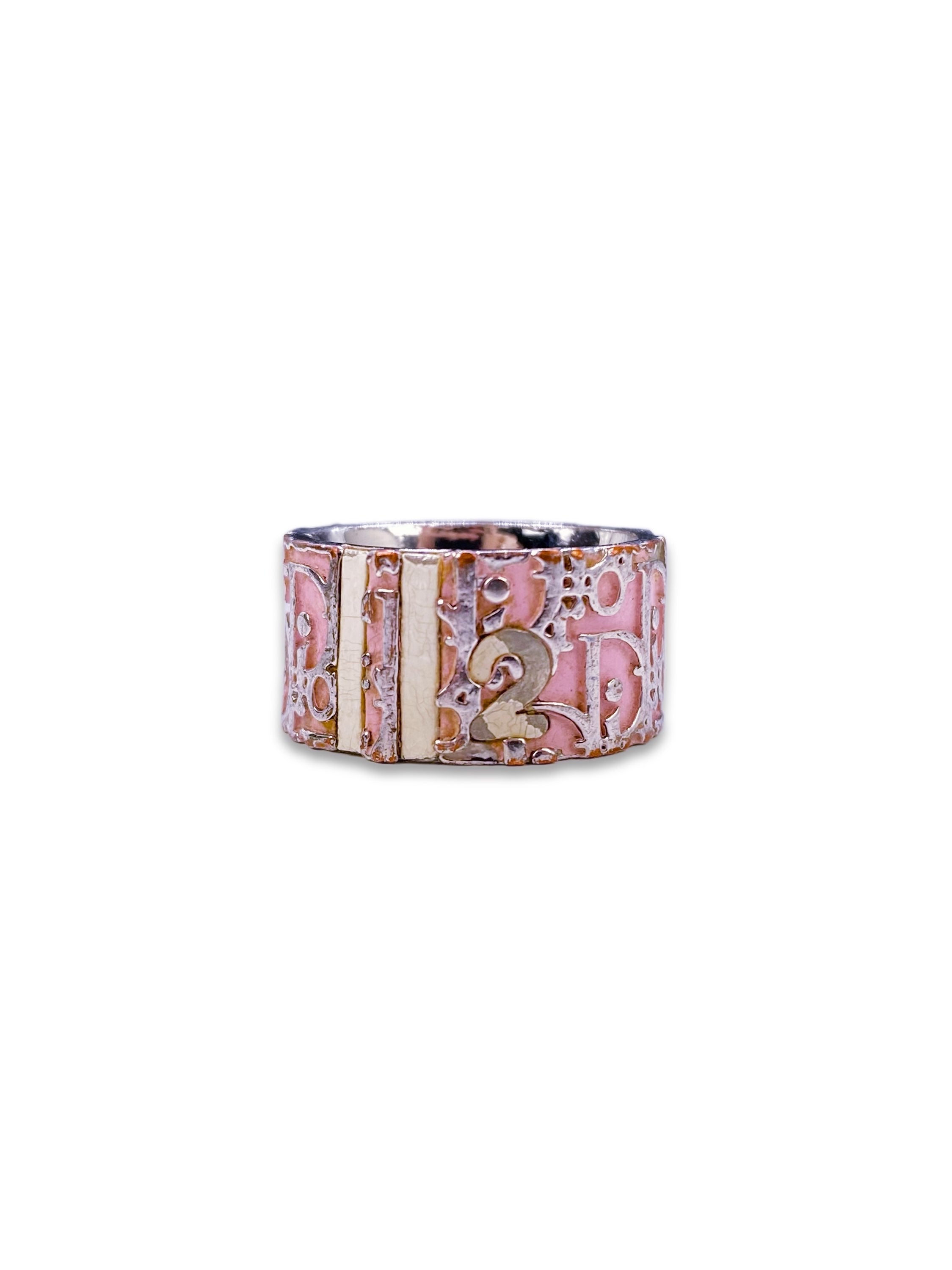 Dior ‘2’ Hot Pint Trotter Monogram Silver Ring