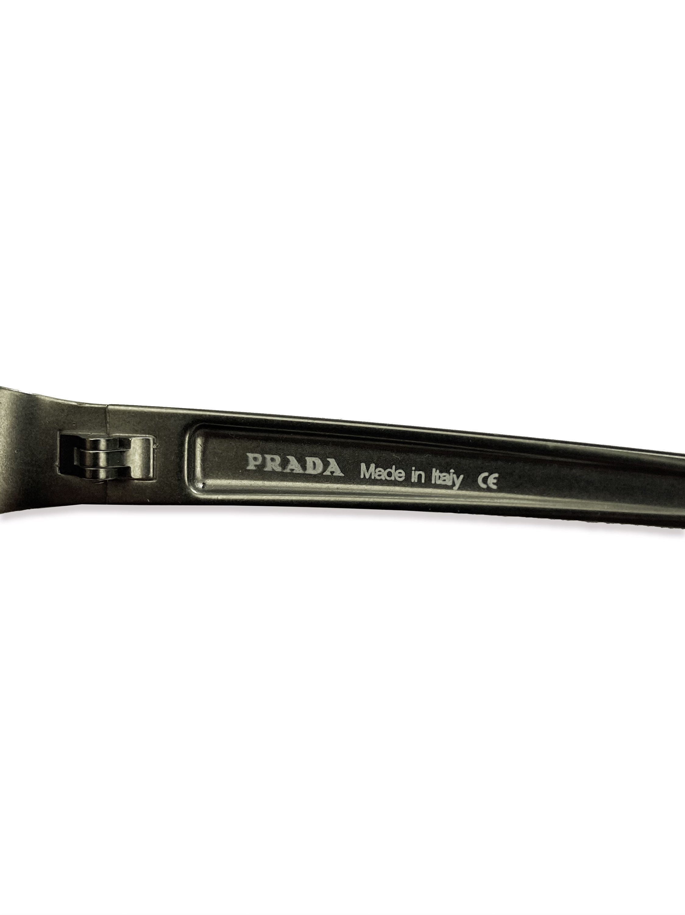 2000’s Prada Olive Green Metallic Matte Tinted Sunglasses
