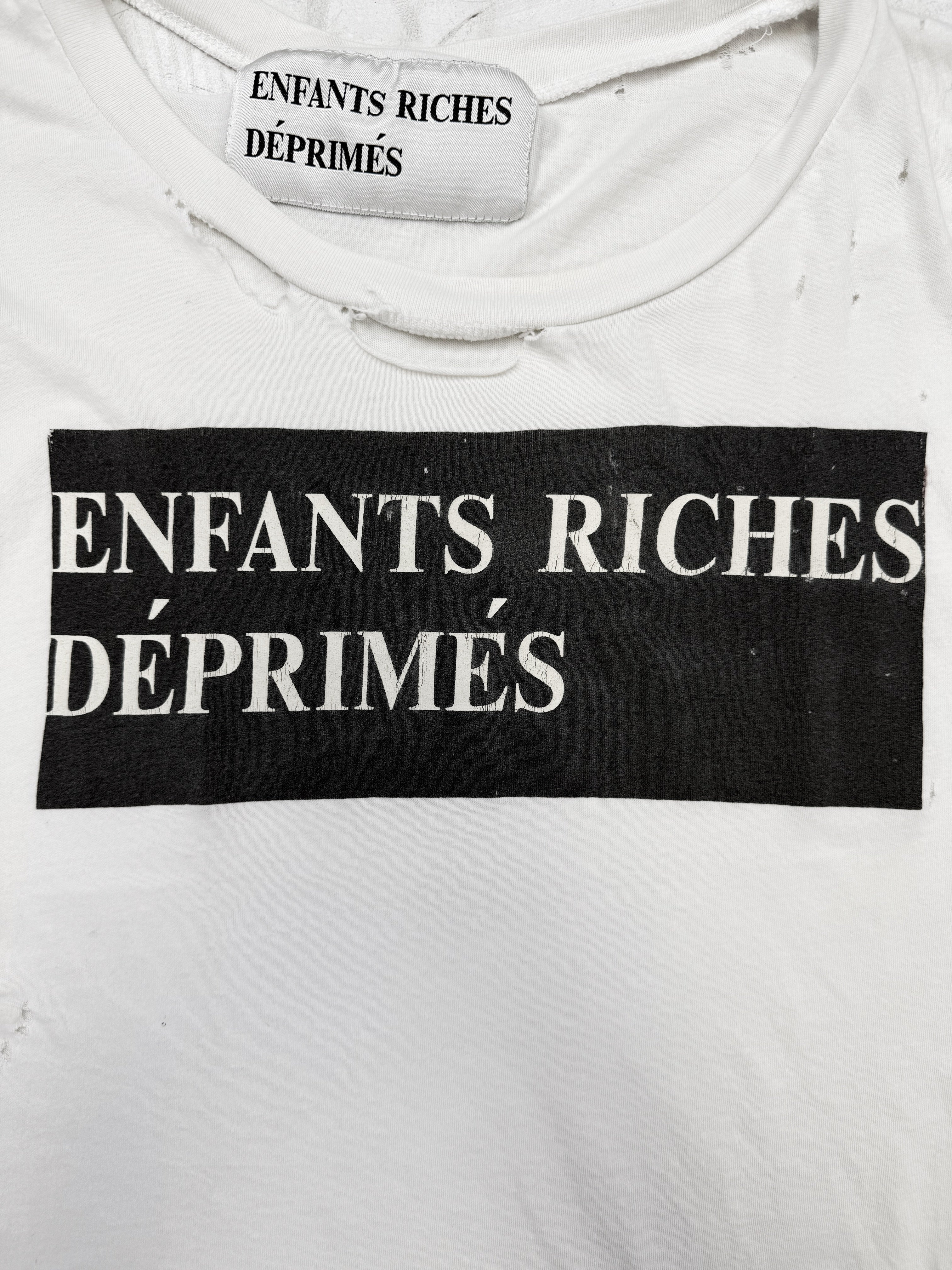 Enfants Riches Deprimes OG Box Logo White Distressed T-Shirt