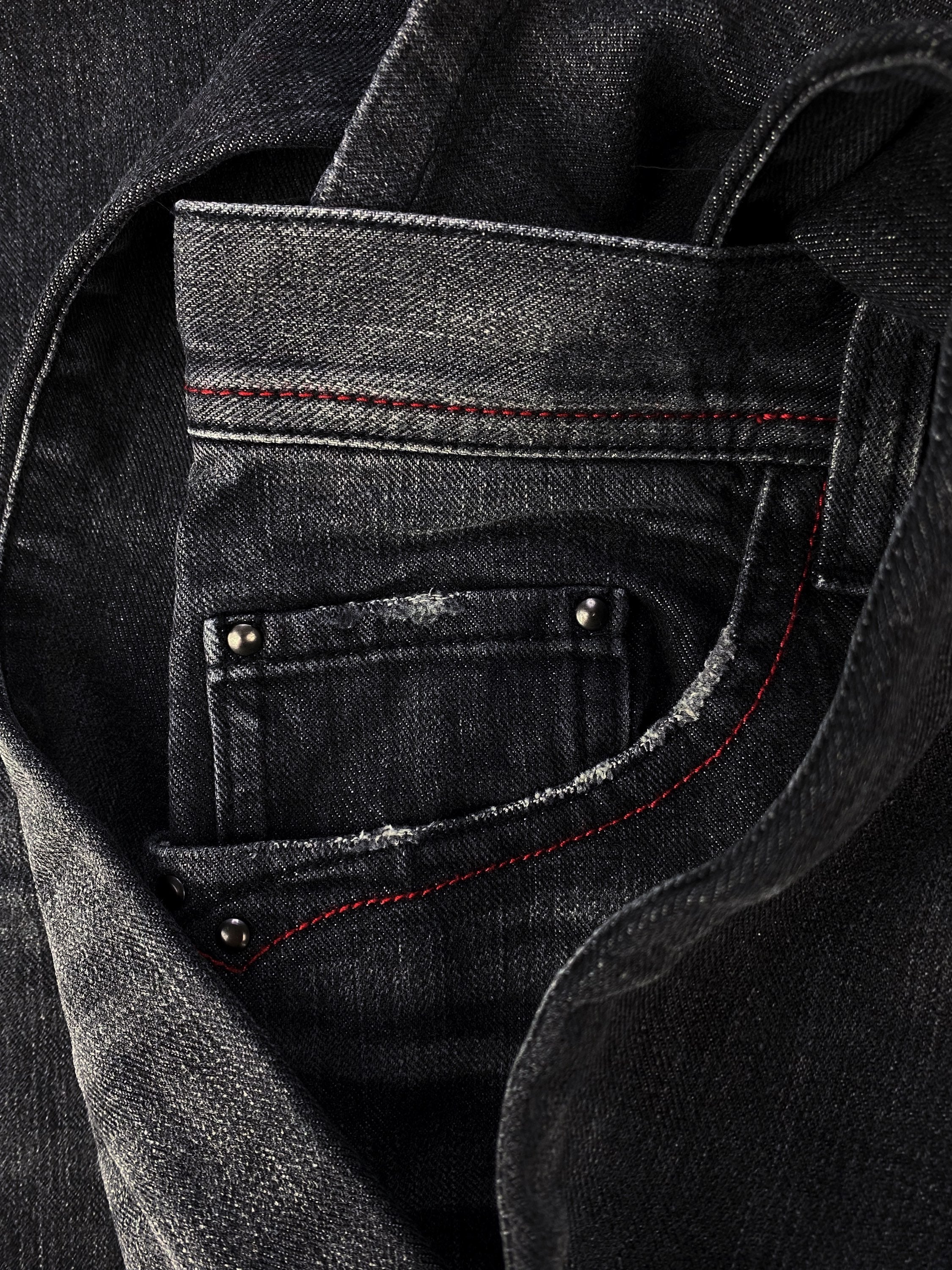 00s Tete Homme Dark Wash Contrast Stitch Whiskered Denim