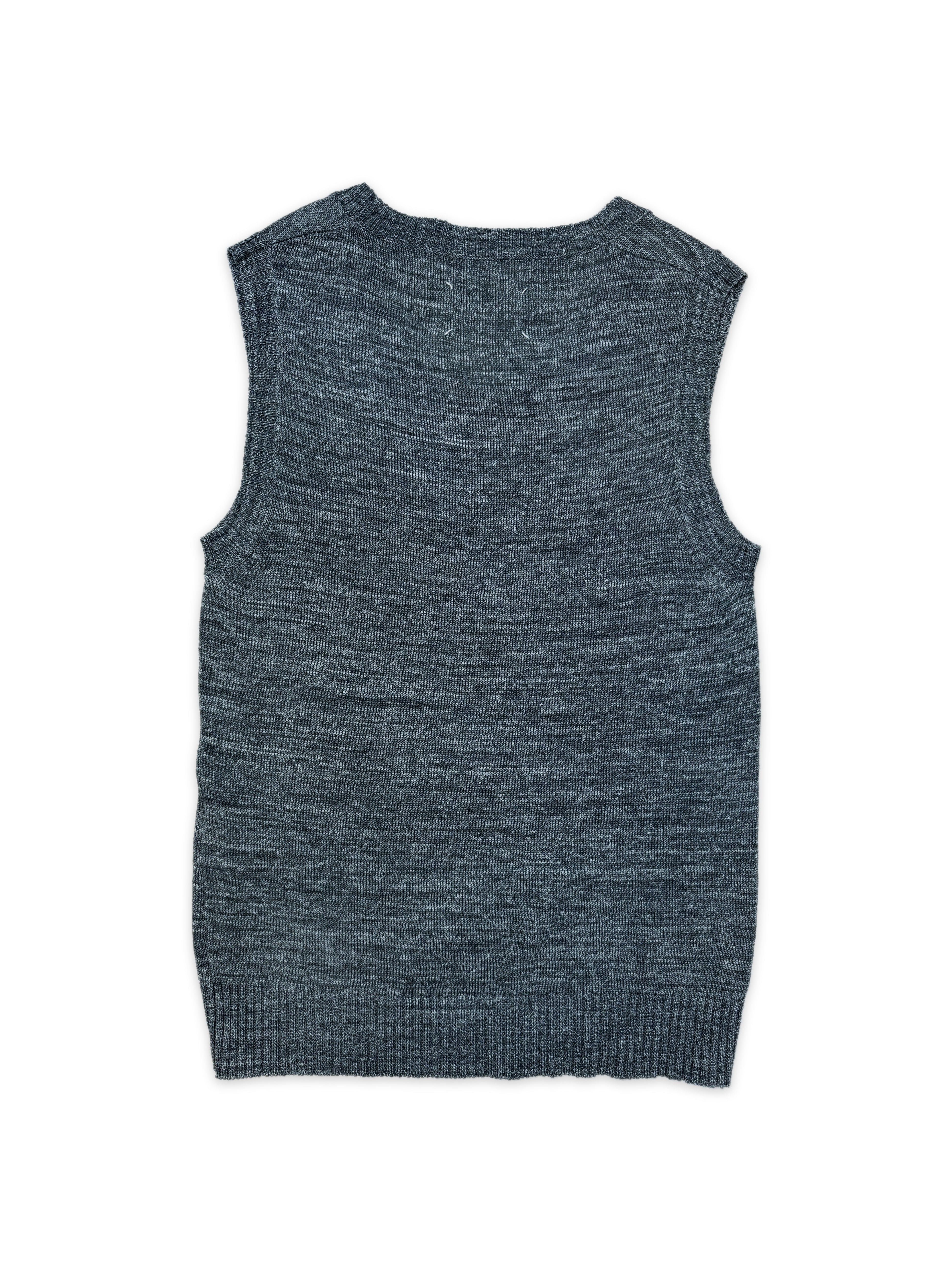 Maison Margiela Speckled Teal Knitted Sleeveless Vest
