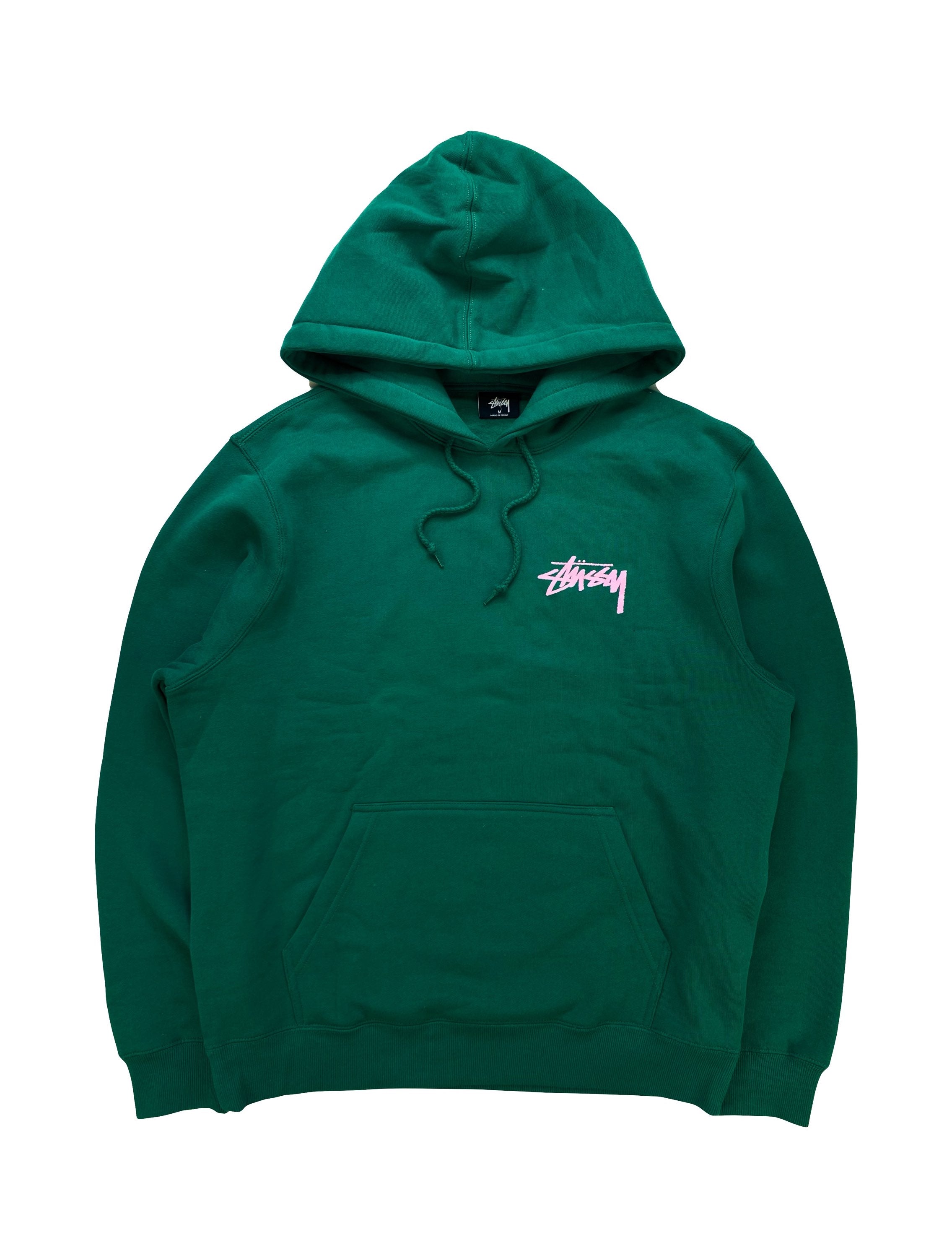 Stüssy “Peace and Love” Forest Green Back Logo Hoodie
