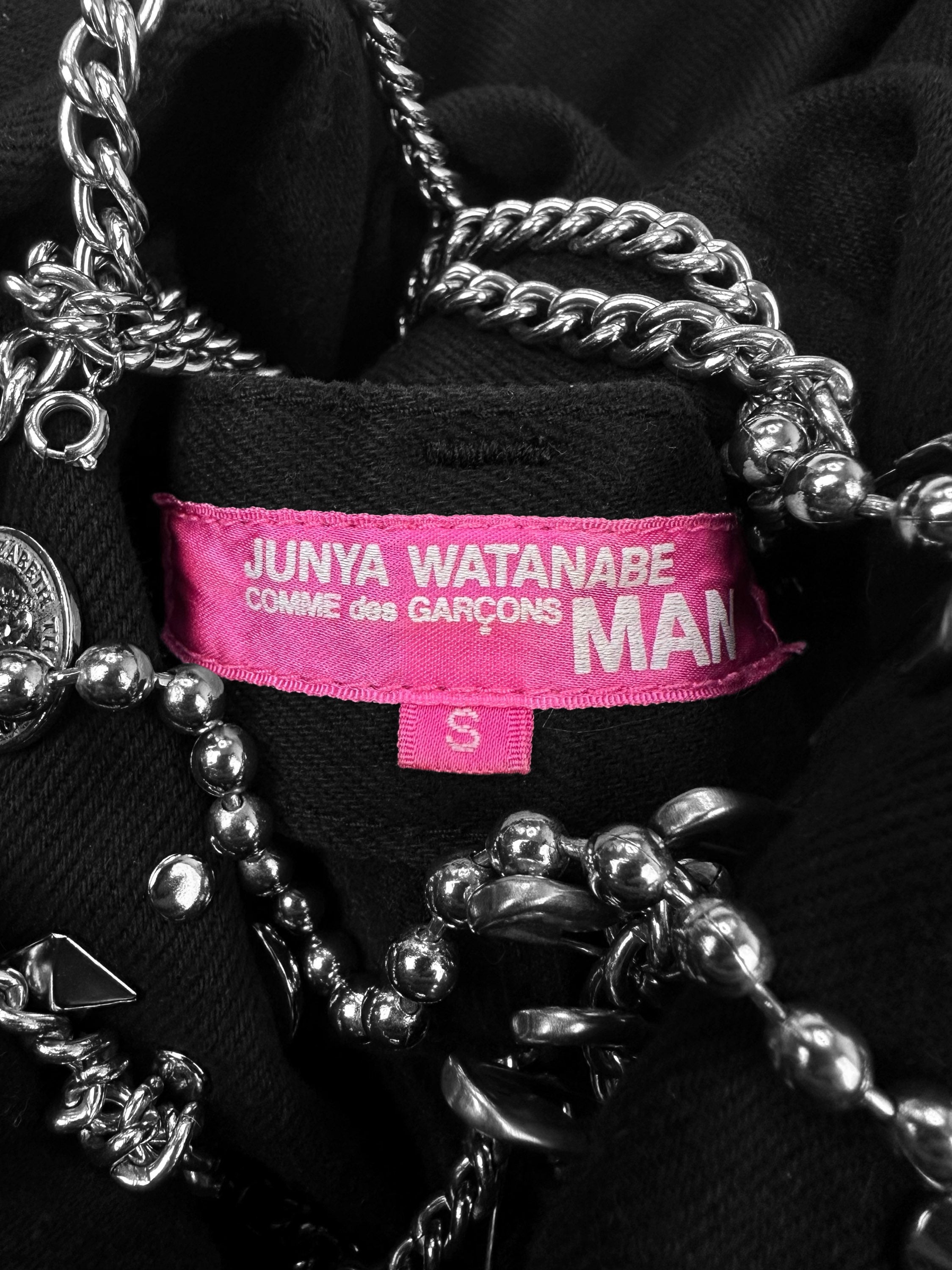 JUNYA WATANABE パールチェーン デニム コレクションラインXS AW02 JUNYA WATANABE 'JEWEL' BLACK STUDDED CHAIN DENIM | ArchiveThreads