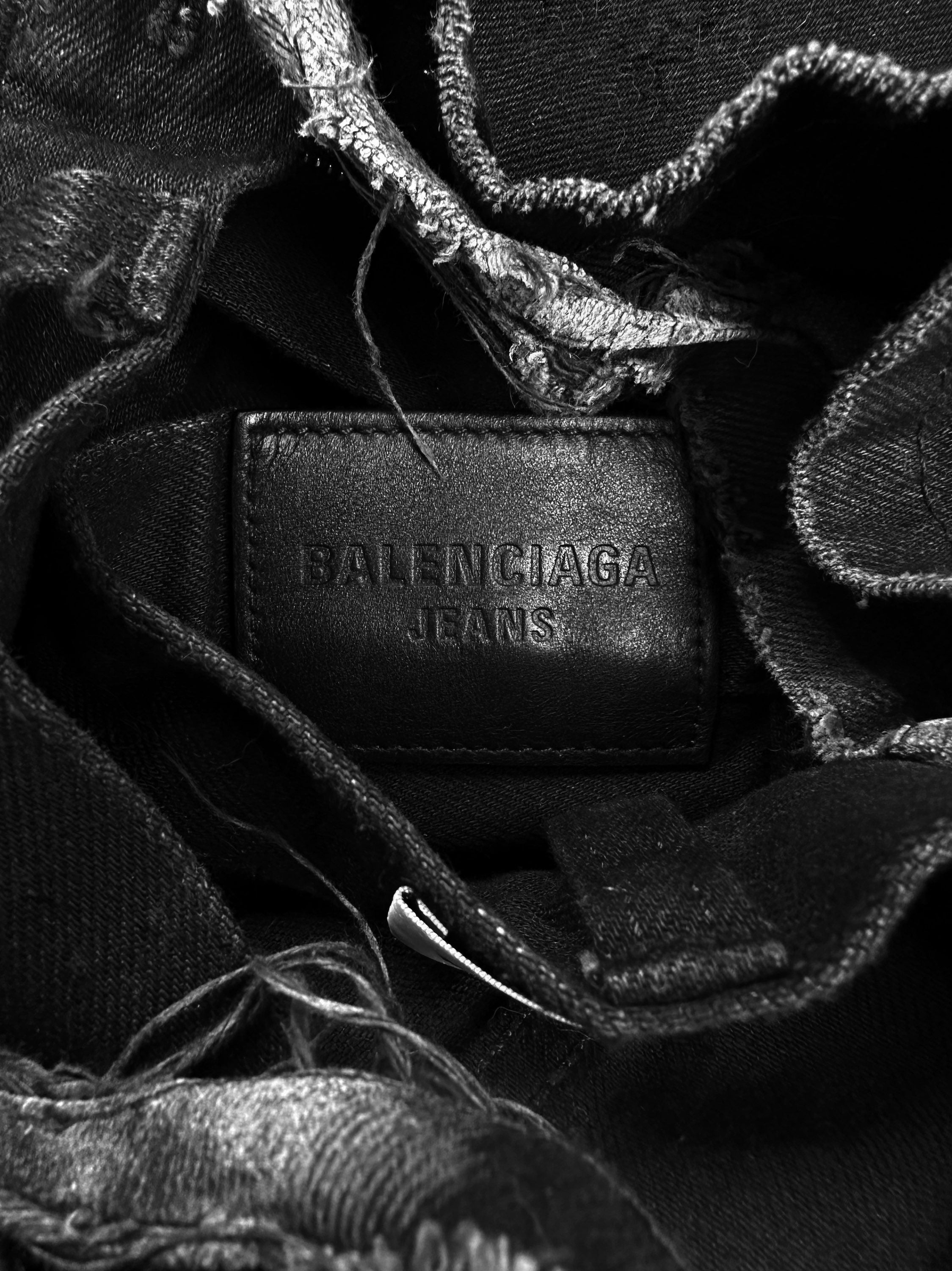 SS22 Balenciaga ‘Lost Tape’ Flared Cut Black Distressed Denim