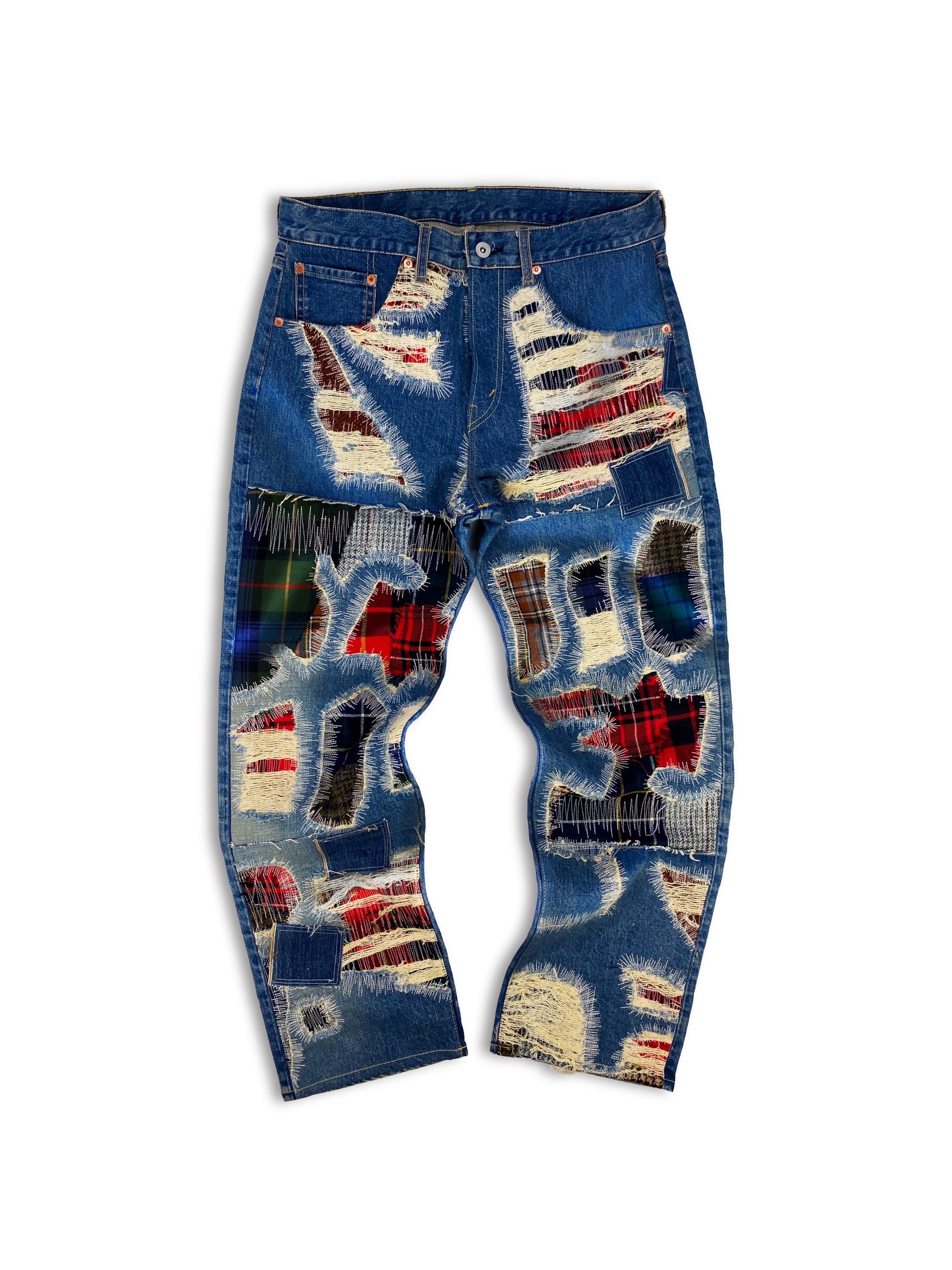SS18 Junya Watanabe ‘Patchwork’ Multi-Stitch Wide Cut Denim