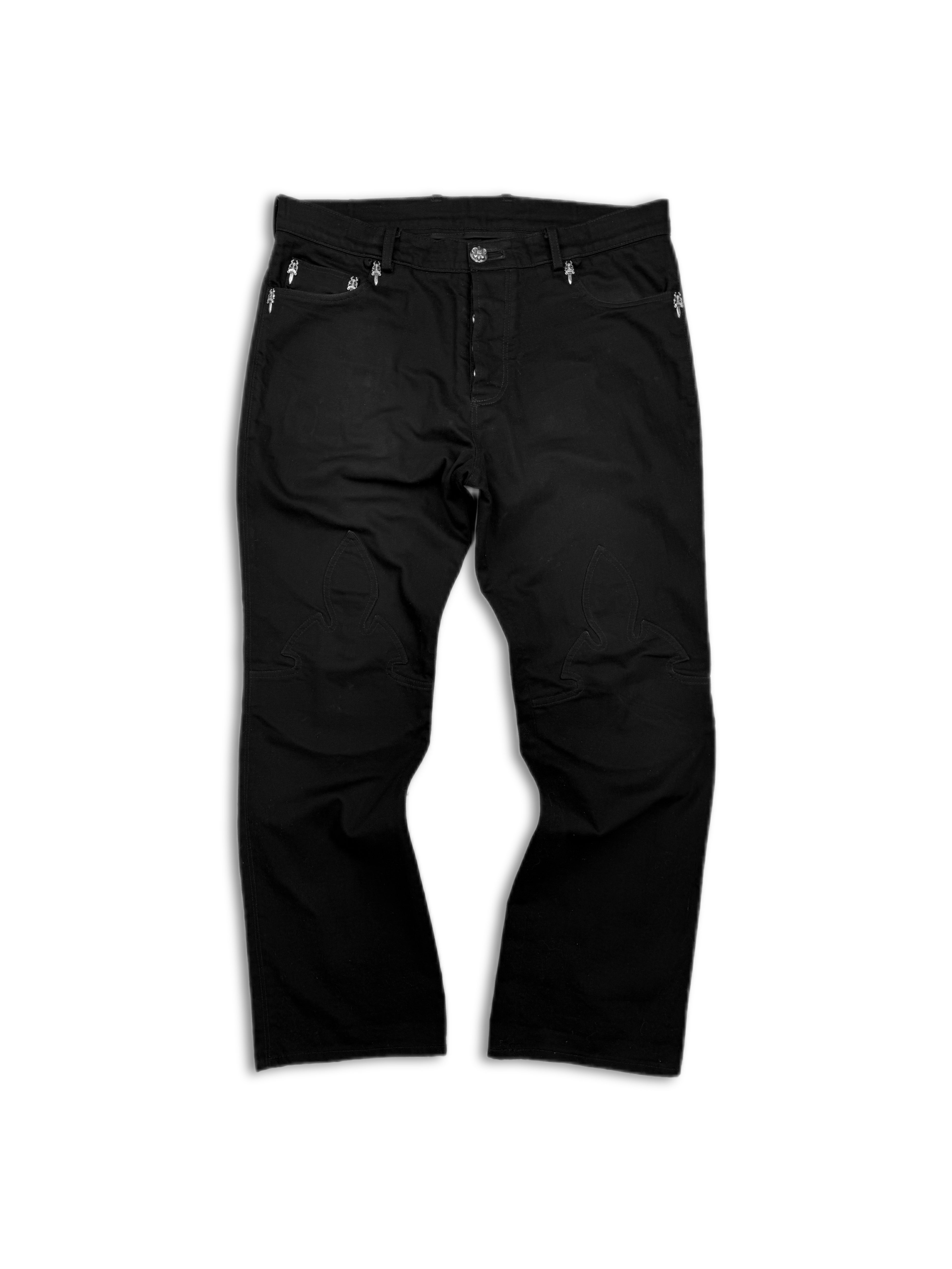 Chrome Hearts ‘Dagger’ Pendant Fleur Knee Black Denim Jeans