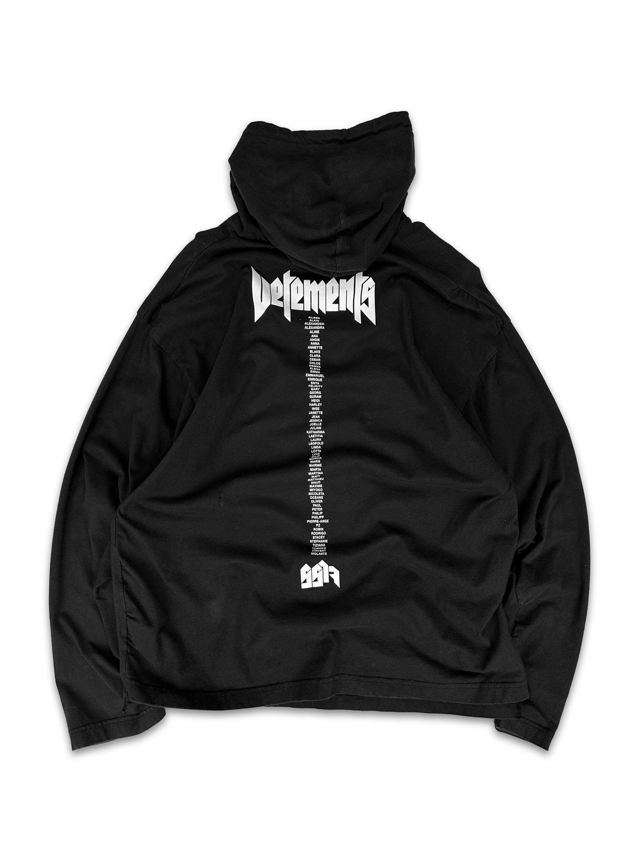 Vetements ‘Staff’ Gothic Tour Logo Black Layered Hoodie