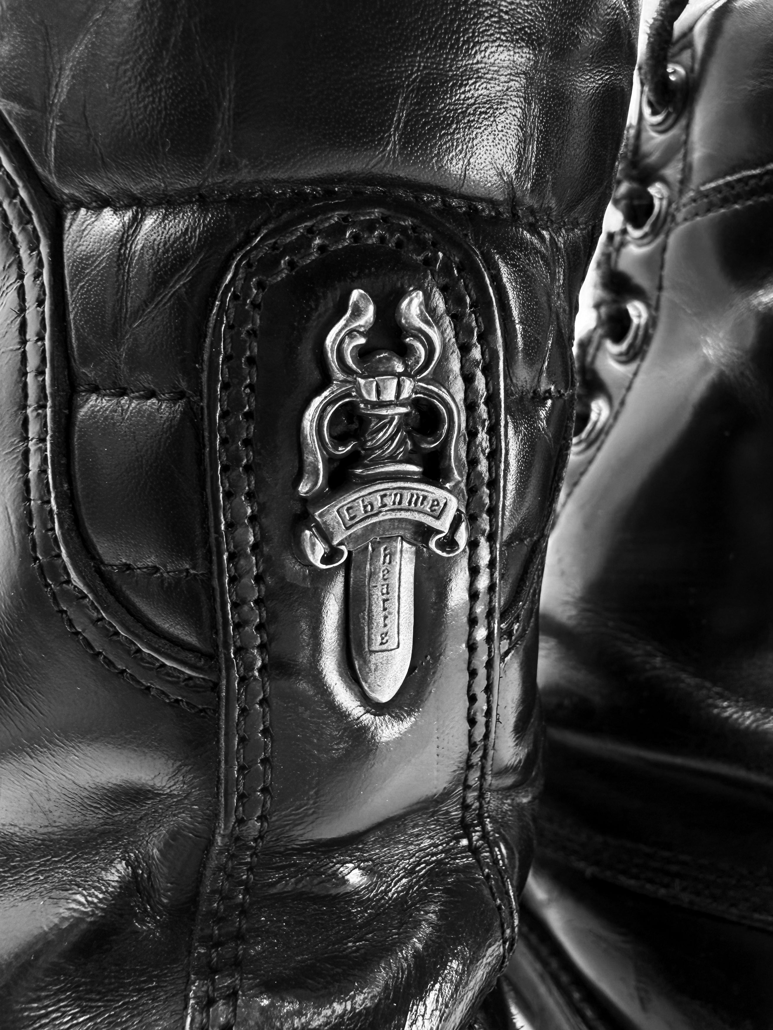 Chrome Hearts x Chippewa Front Dagger Zip Leather Fireman Boots