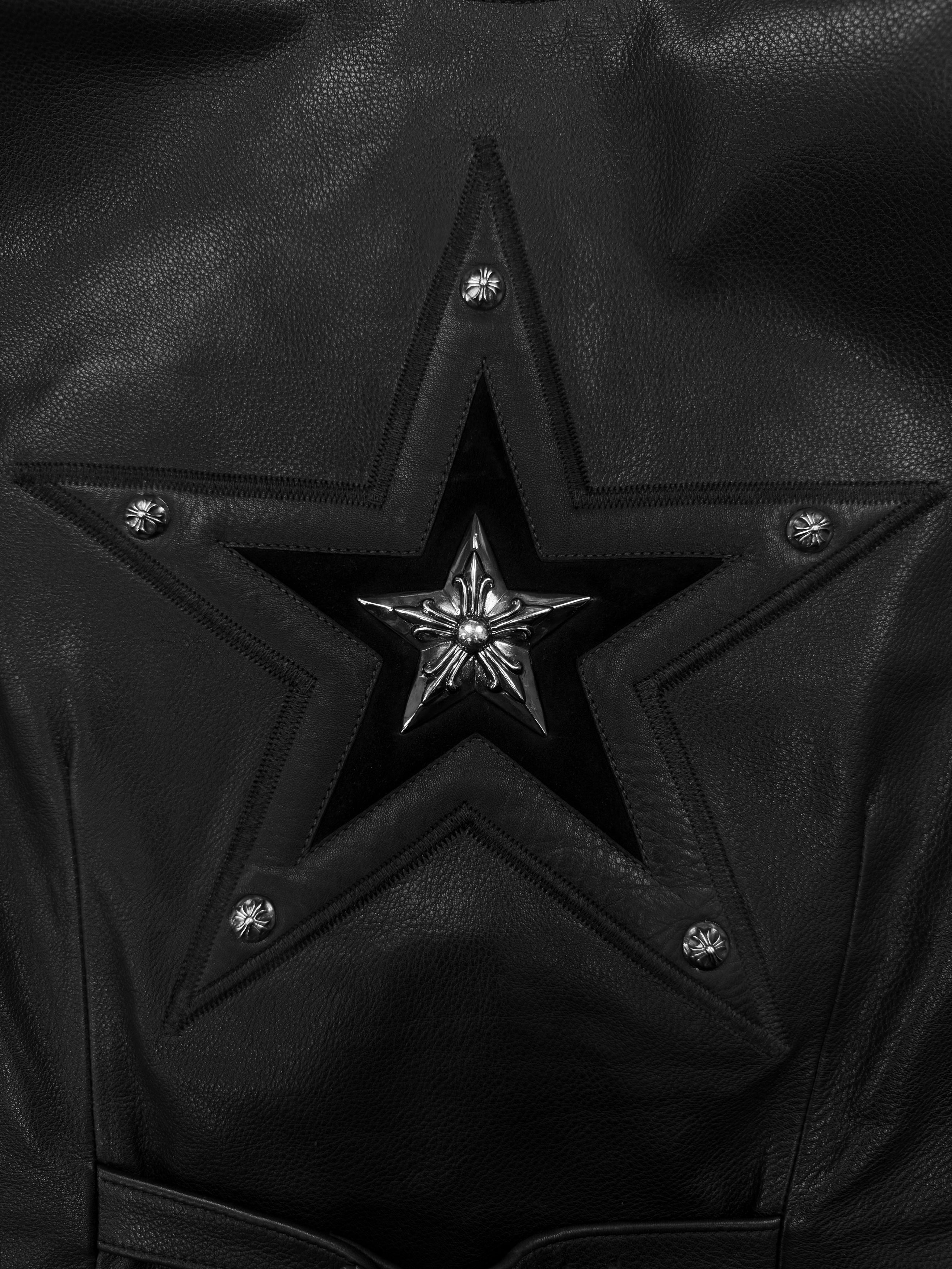 Chrome Hearts ‘Star’ Back Buckle Dagger Zip Leather Patch Vest