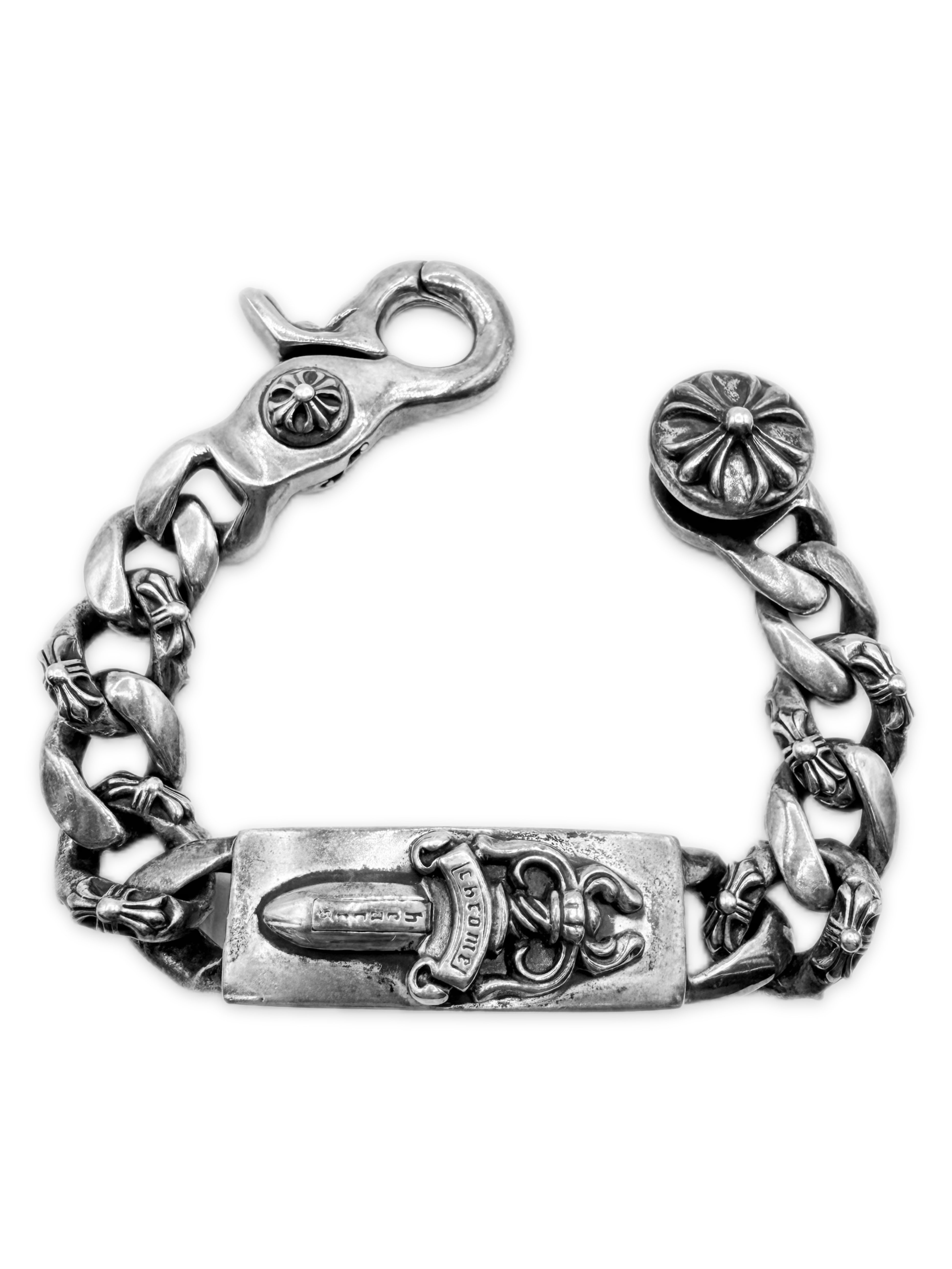Chrome Hearts ‘Dagger’ ID Semi Fancy Cuban Link Bracelet