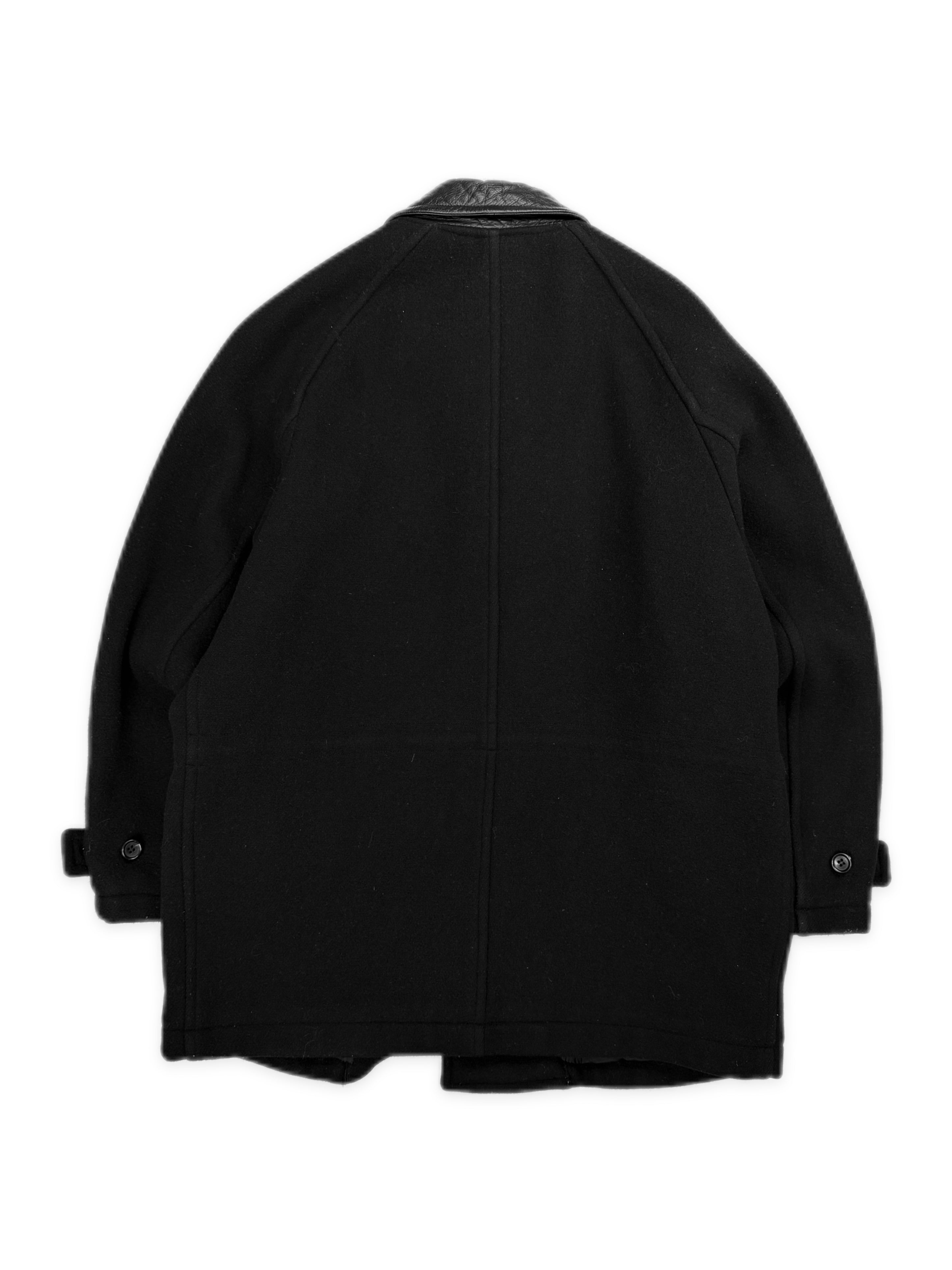 1980s Comme des Garçons Leather Collar Wool Multi Pocket Jacket