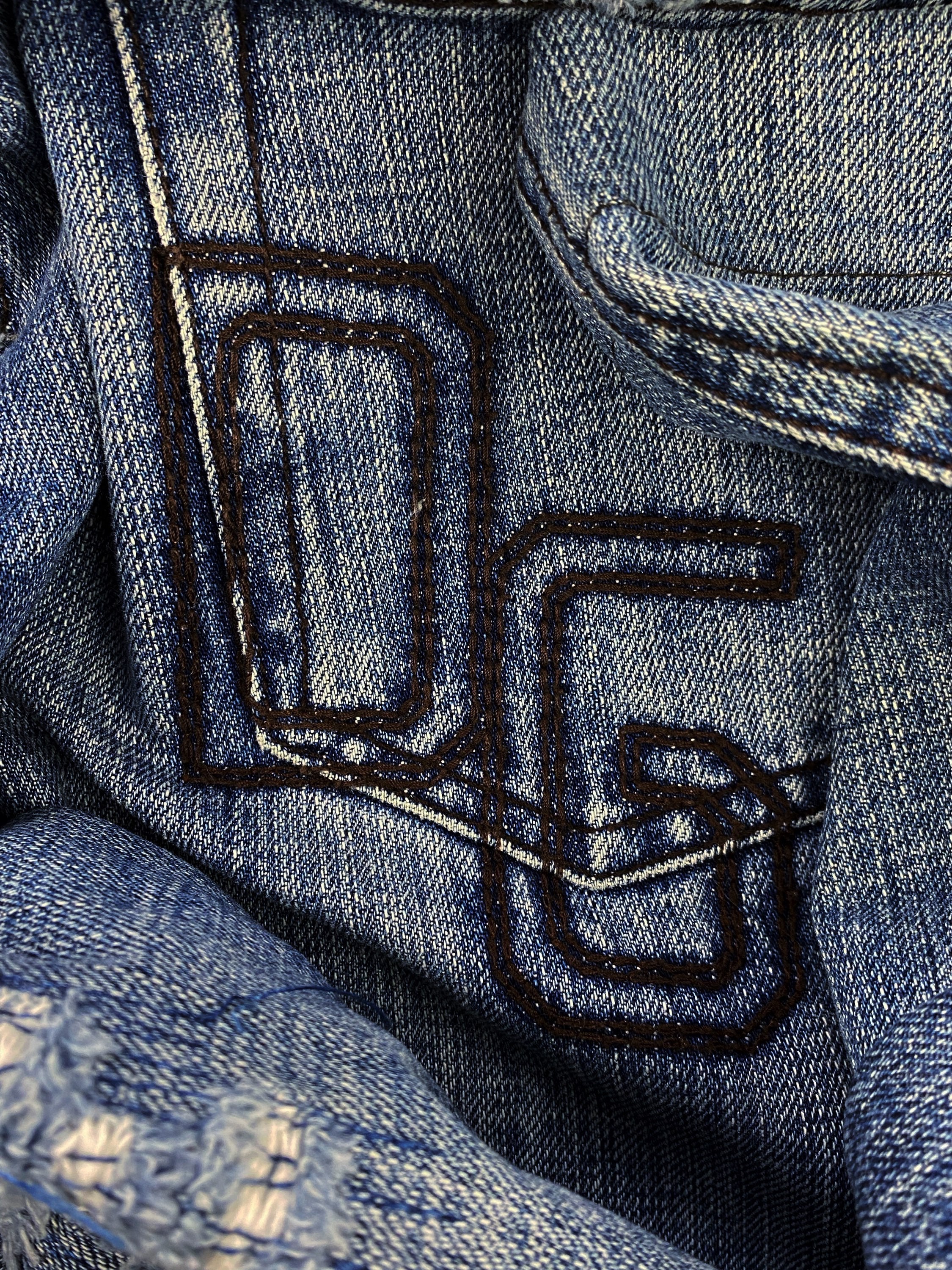 Dolce &amp; Gabbana Distressed Embroidered Light Wash Denim Jeans