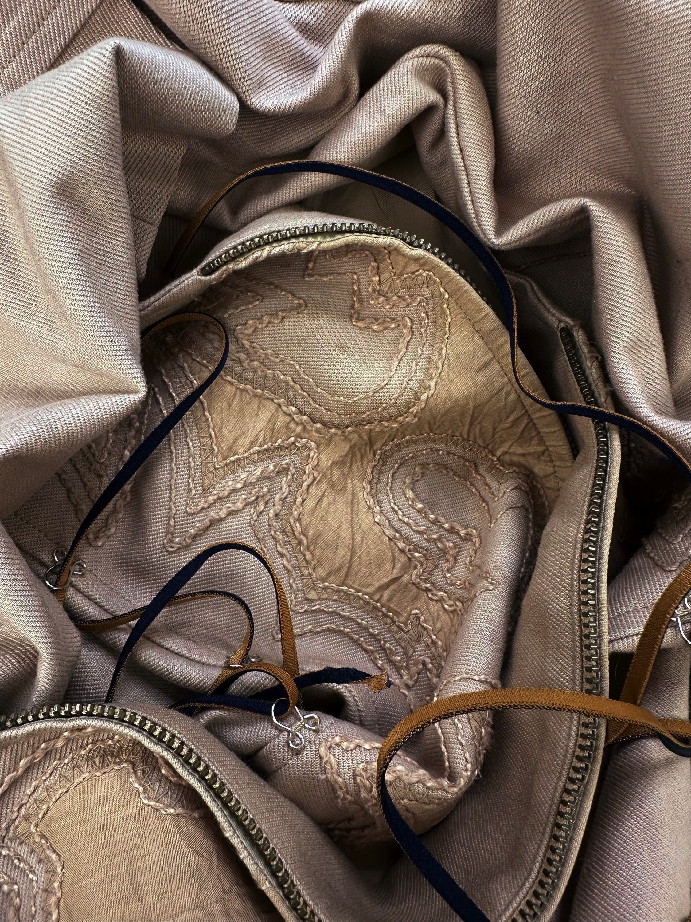 00s Issey Miyake ‘Abstract’ Embroidered Corset Half-Zip Jacket