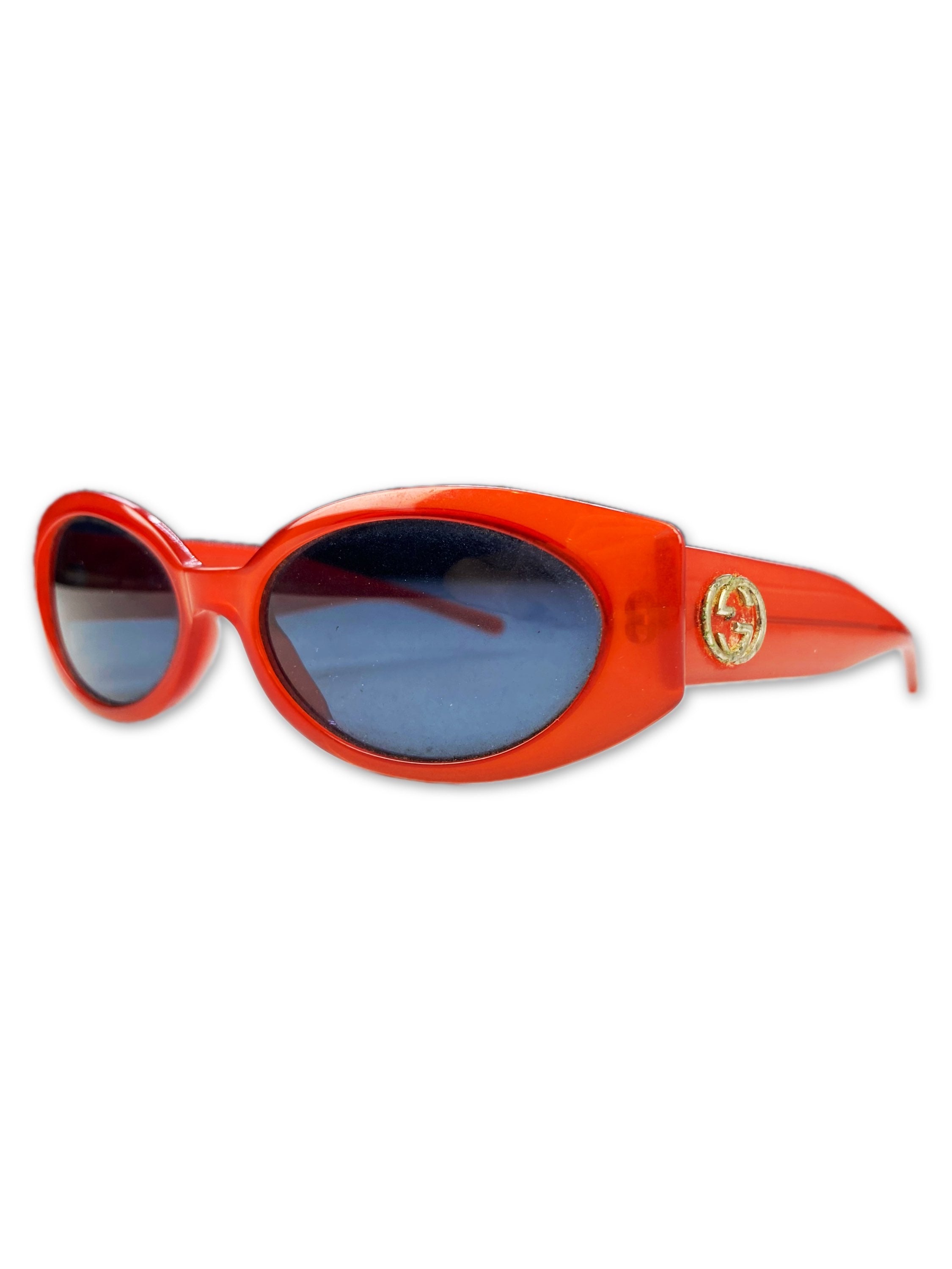 Gucci GG Blue Tint Oval Frame Sunglasses