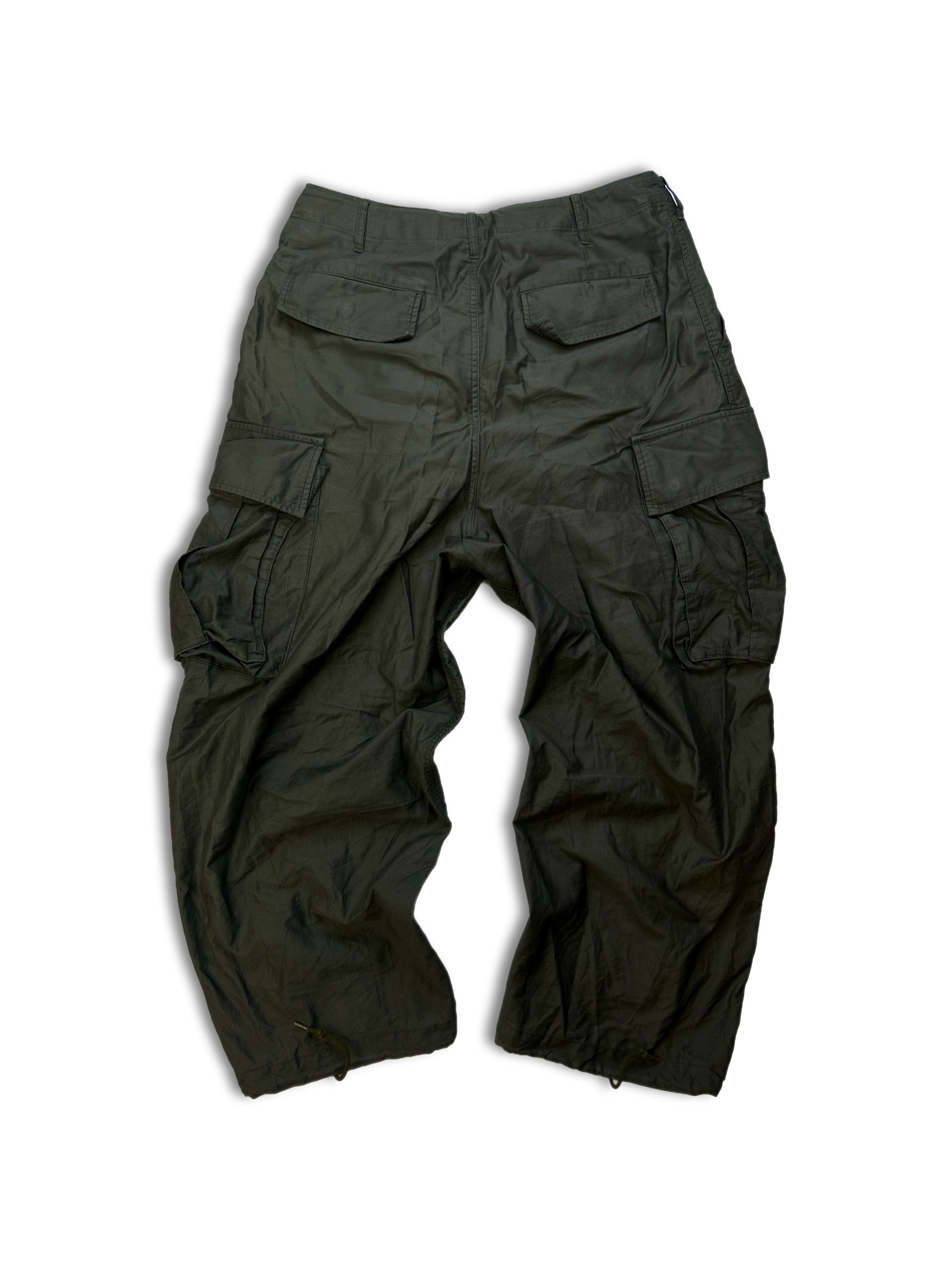 Needles ‘H.D’ Olive Green Wide Cut Light Weight Cargo Pants