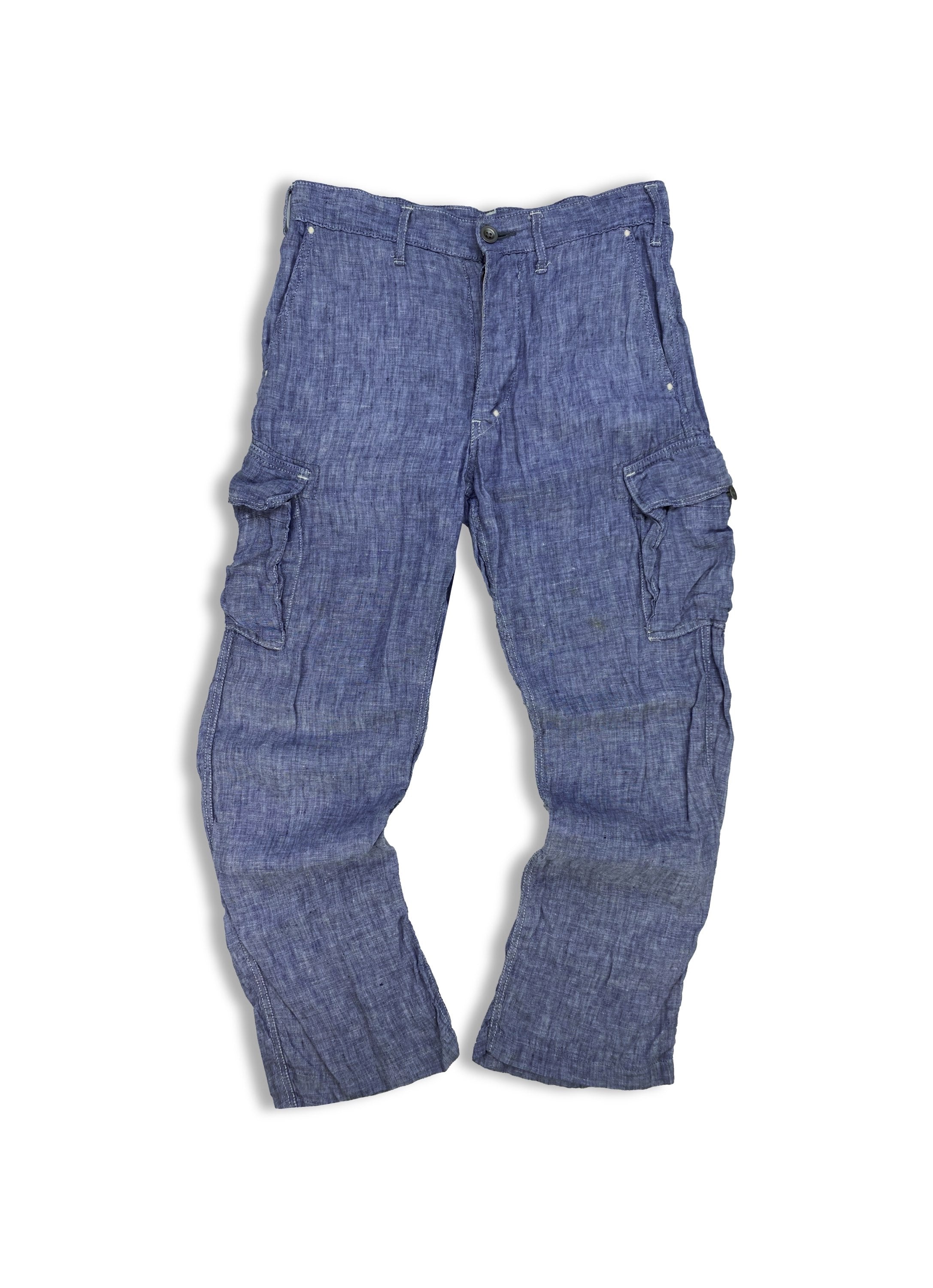 Kapital Navy Blue Linen Light Weight Cargo Pants
