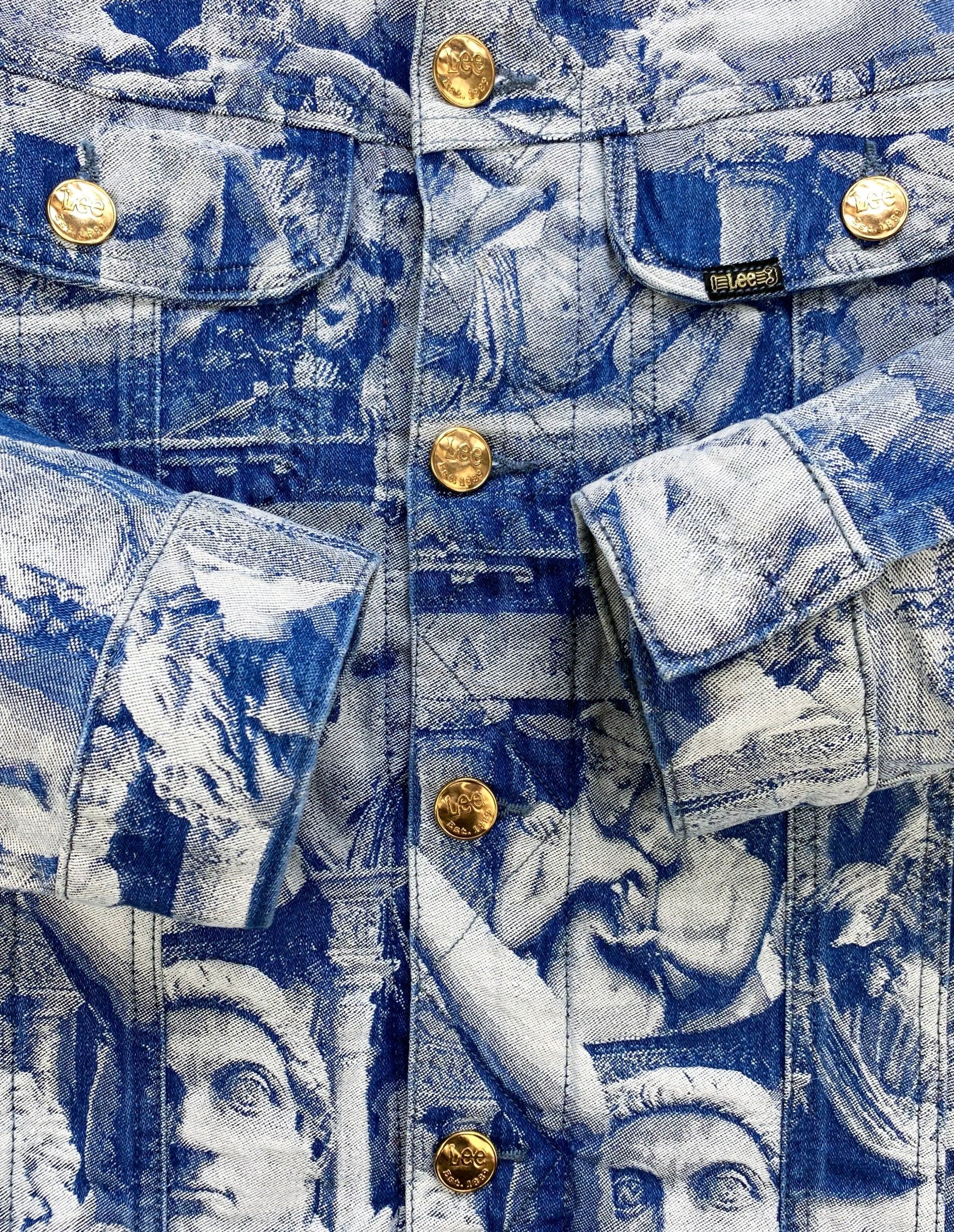 AW21 Aries x Lee ‘Roman Faces’ Blue Wash Full Print Denim Jacket