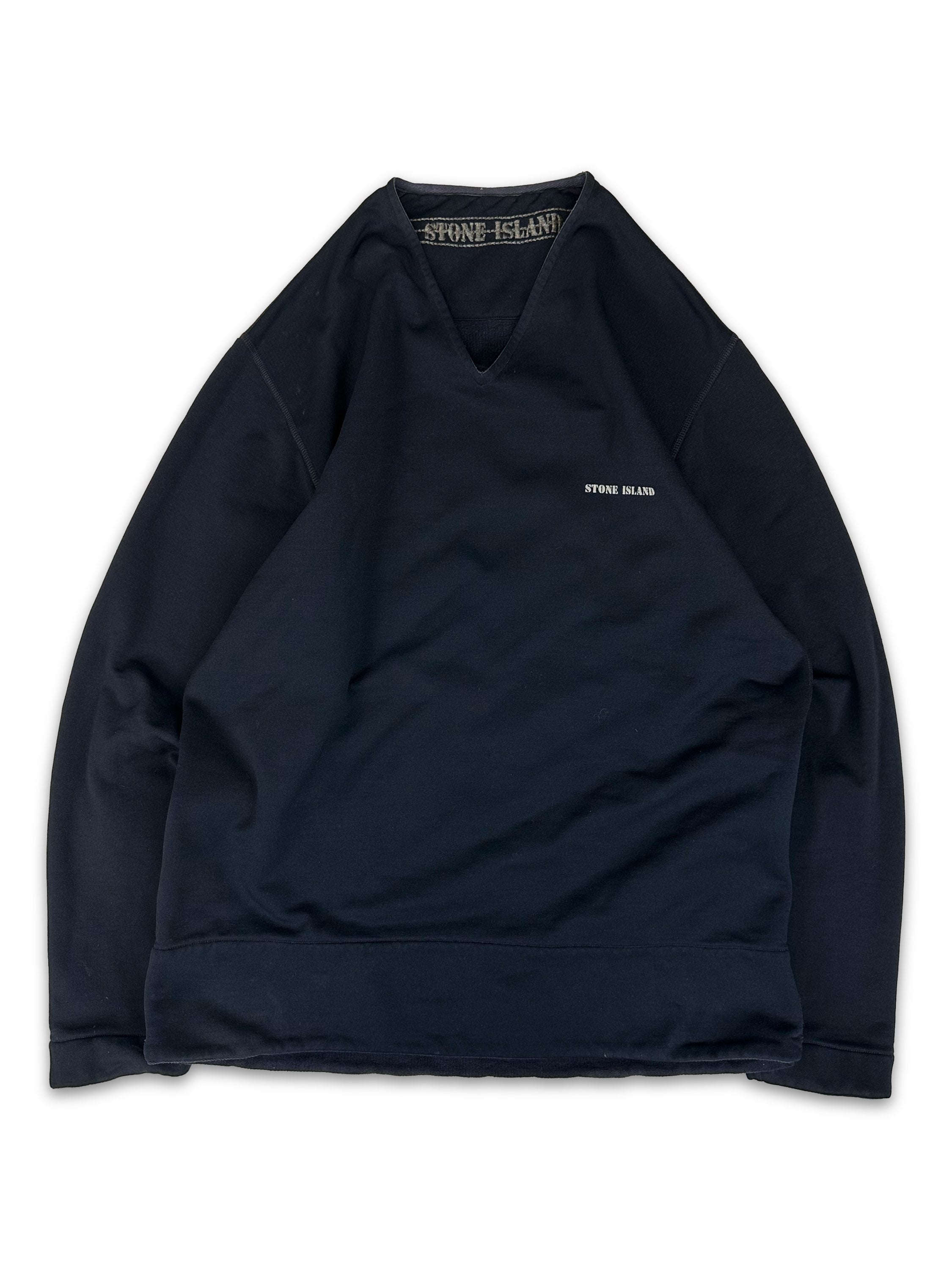 00s Stone Island Navy Blue Chest Logo Long Sleeve Shirt