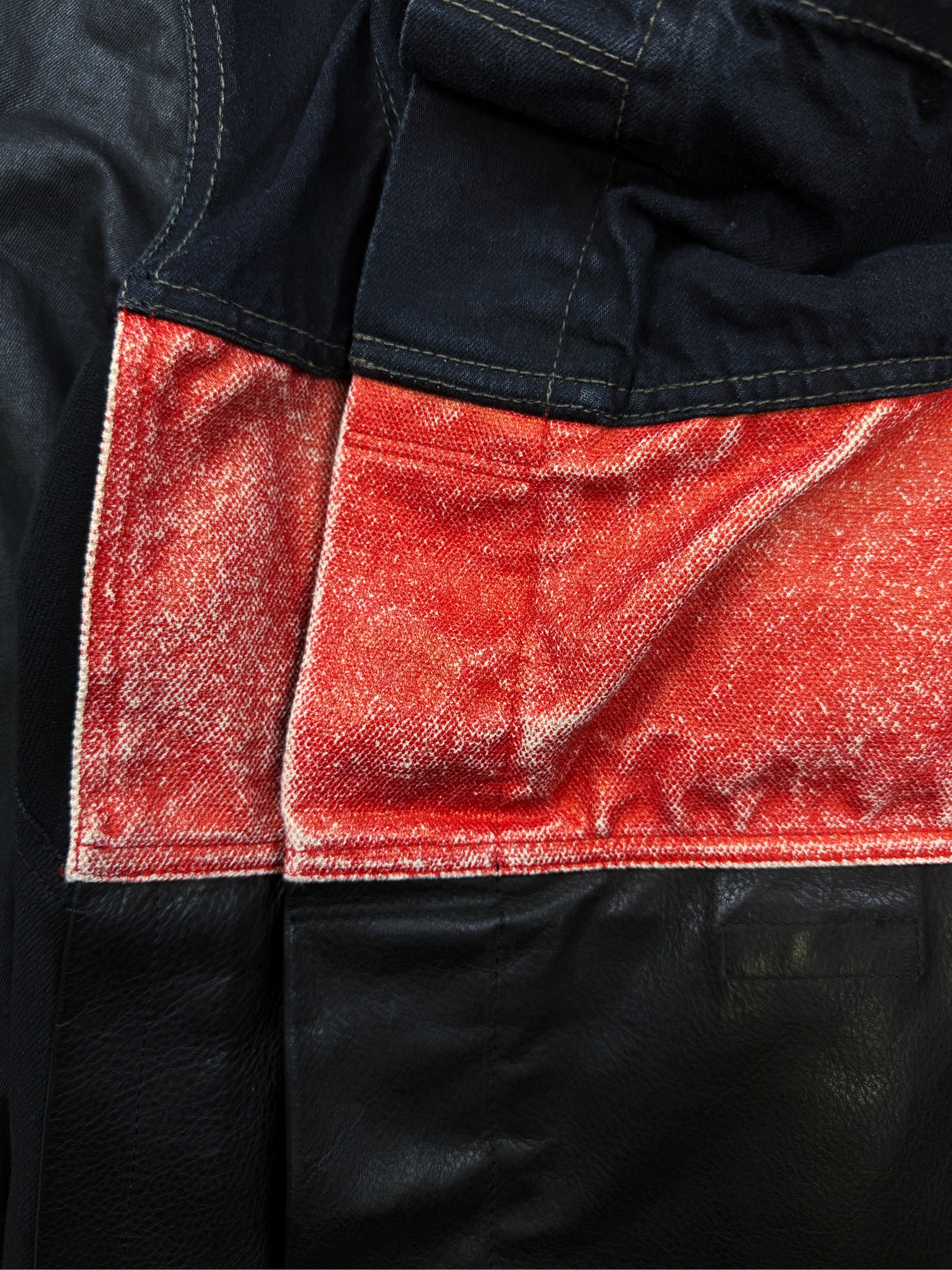 Rick Owens Striped Waxed Denim Biker Jacket