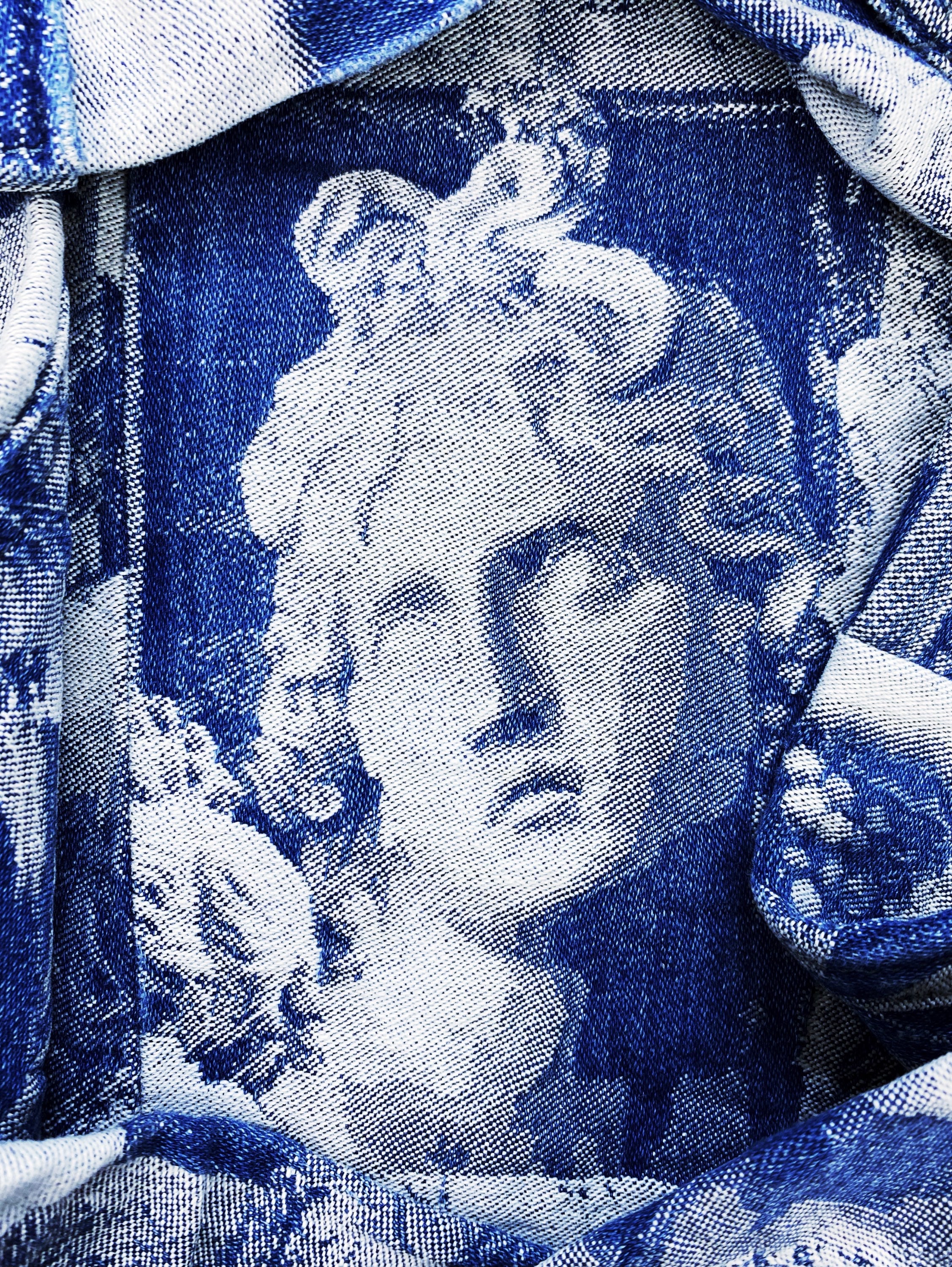 AW21 Aries x Lee ‘Roman Faces’ Blue Wash Full Print Denim Jeans