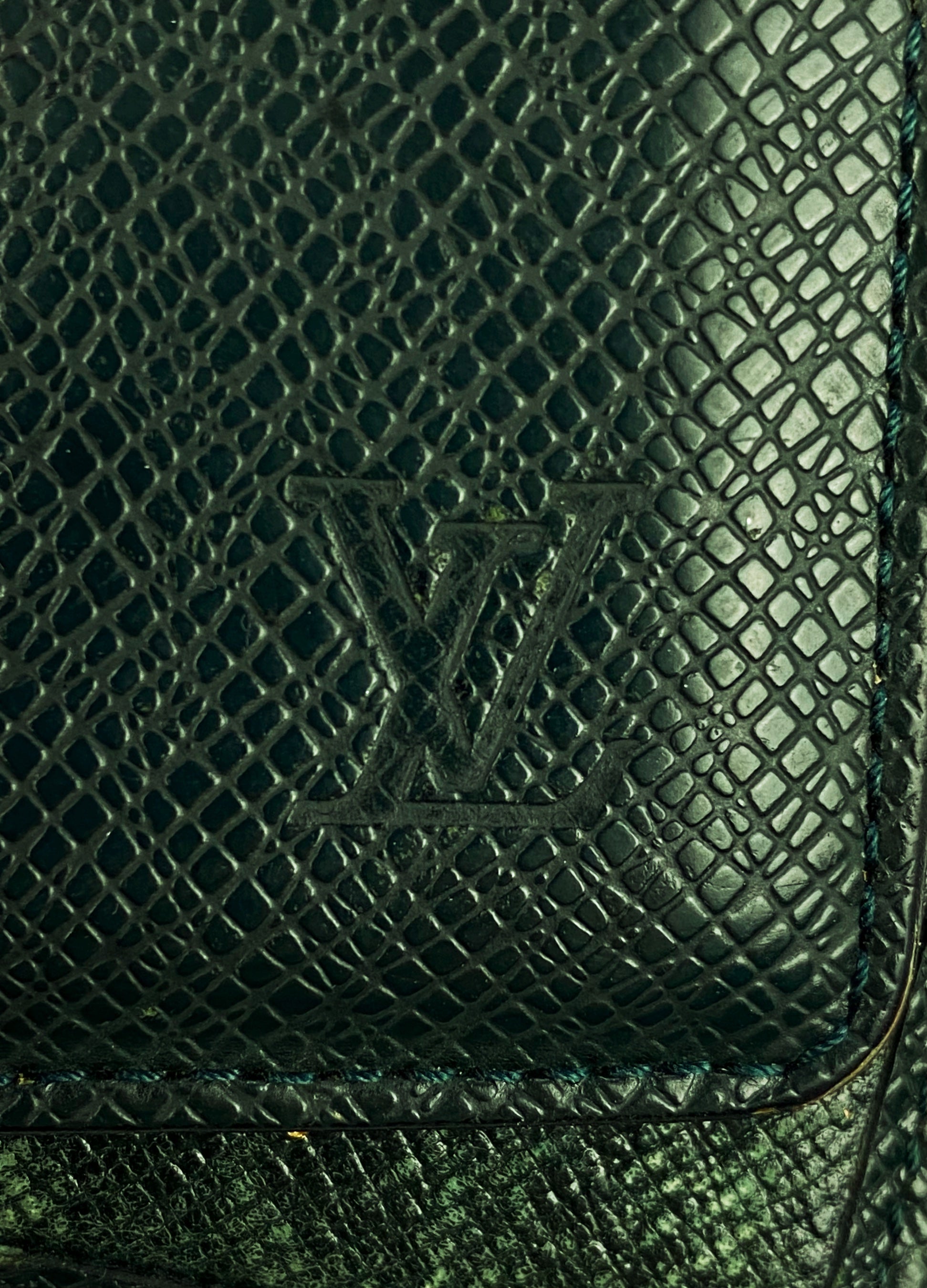 Louis Vuitton LV Logo Embossed Pine Green Wallet