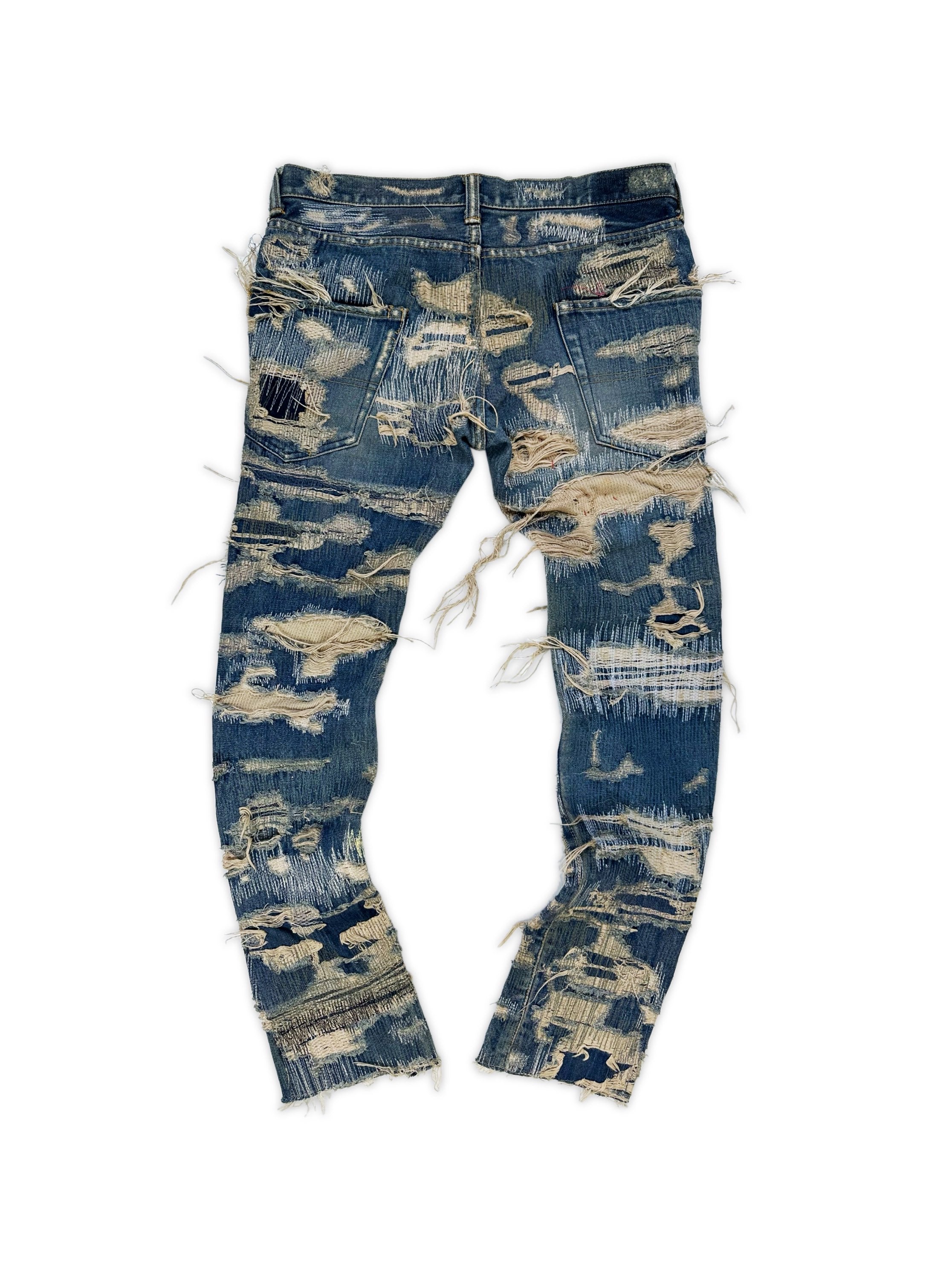AW05 Undercover 85 Reworked ‘Arts & Crafts’ Distressed Blue Denim