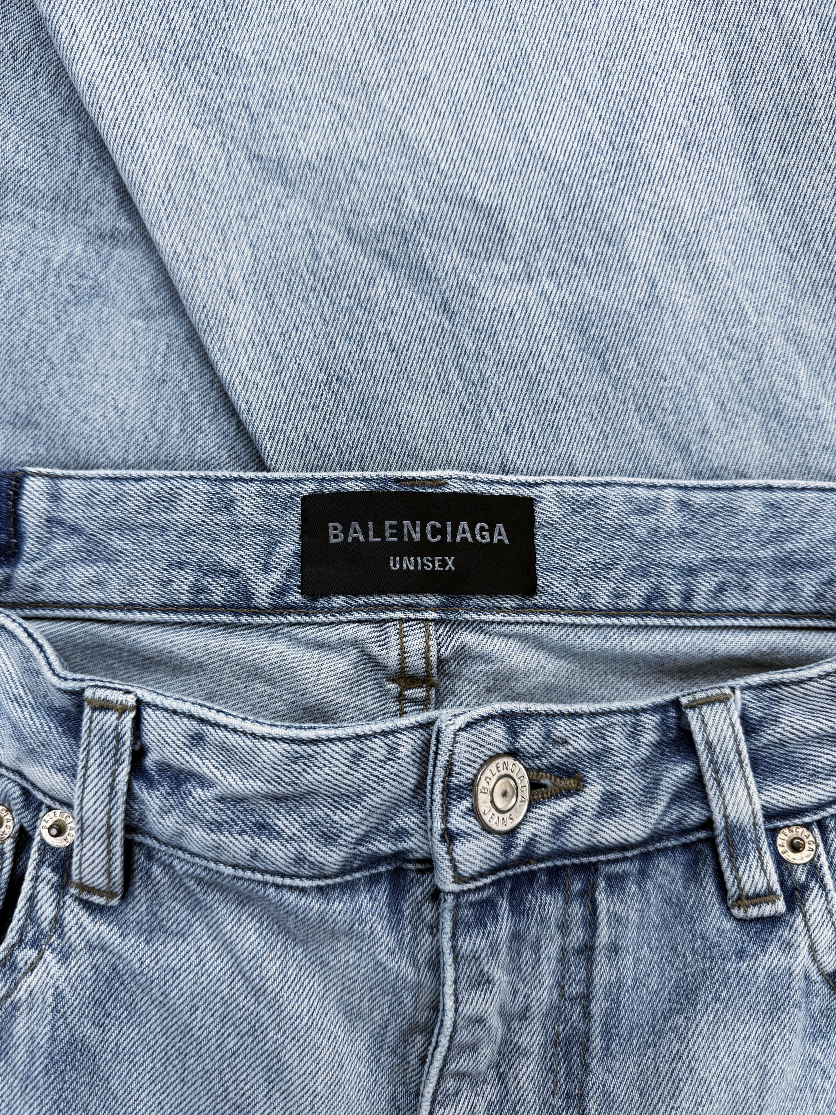SS23 Balenciaga Light Blue Wash Flared Distressed Denim Jeans
