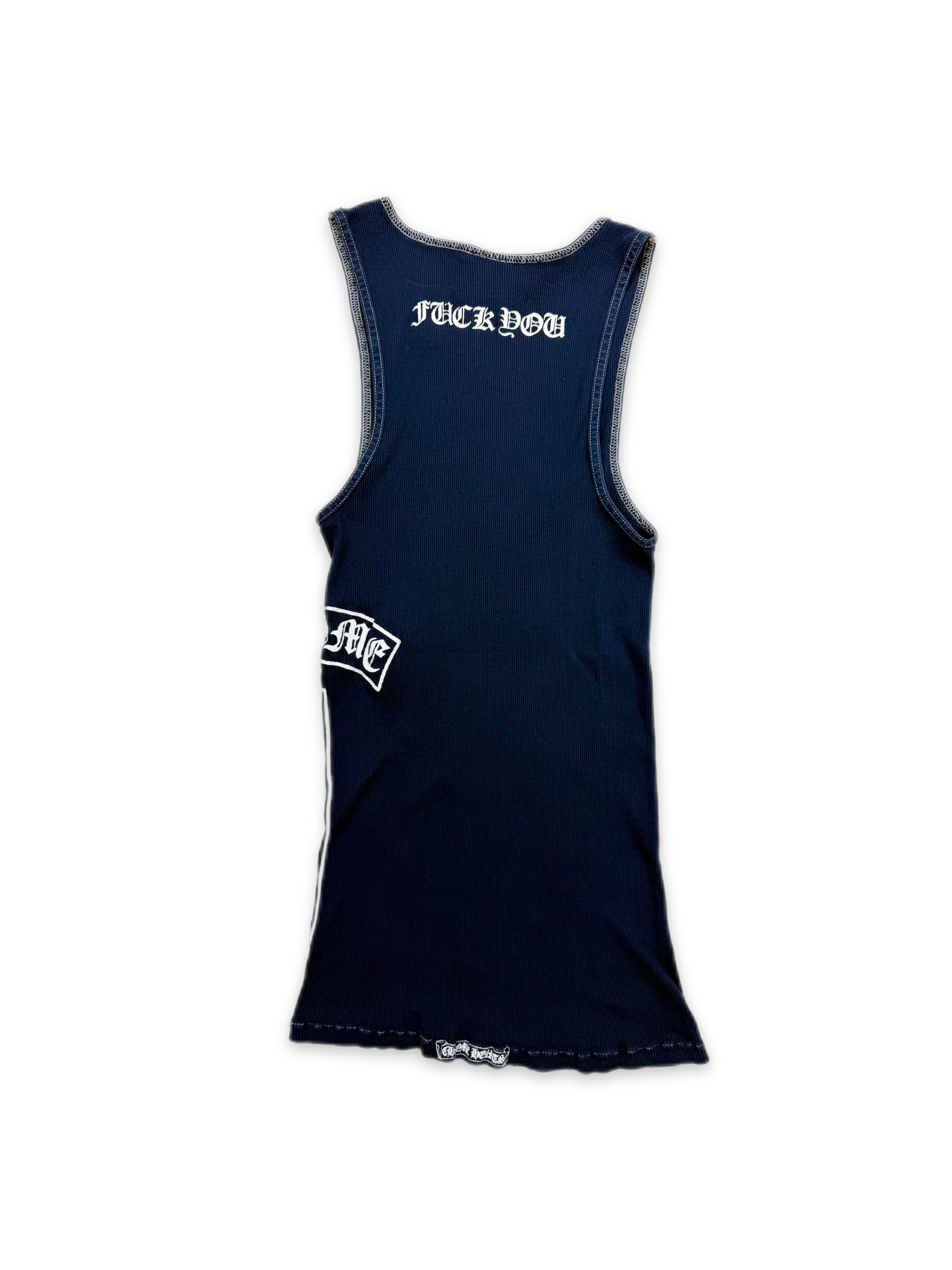 90s Chrome Hearts ‘Fuck You’ T Bar Logo Cross Wife Beater Tank Top
