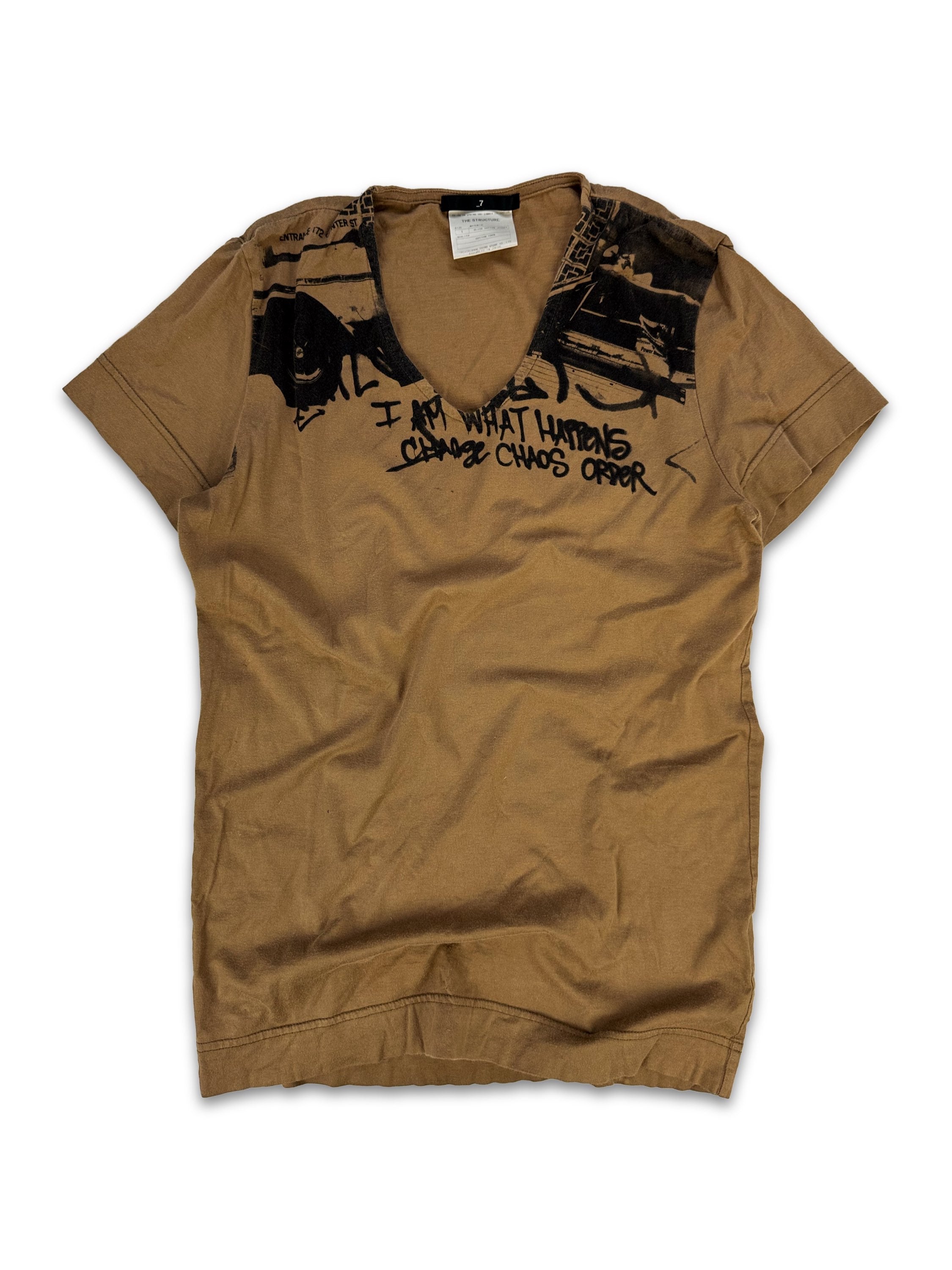 SS06 Julius_7 ‘Chaos’ Graffiti Tan Short Sleeve T-Shirt