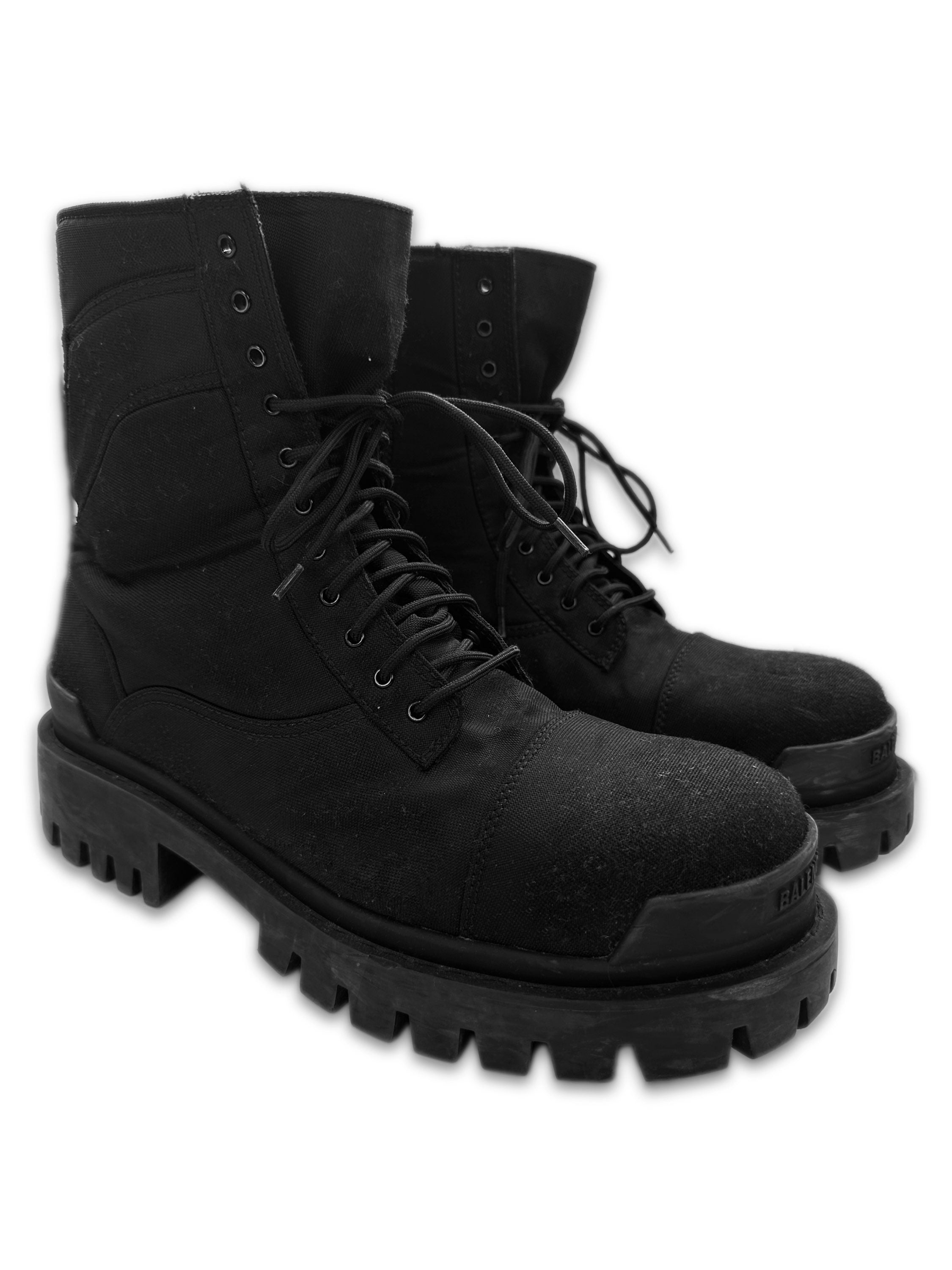Balenciaga Canvas ‘Strike’ Black Hi-top Combat Boots