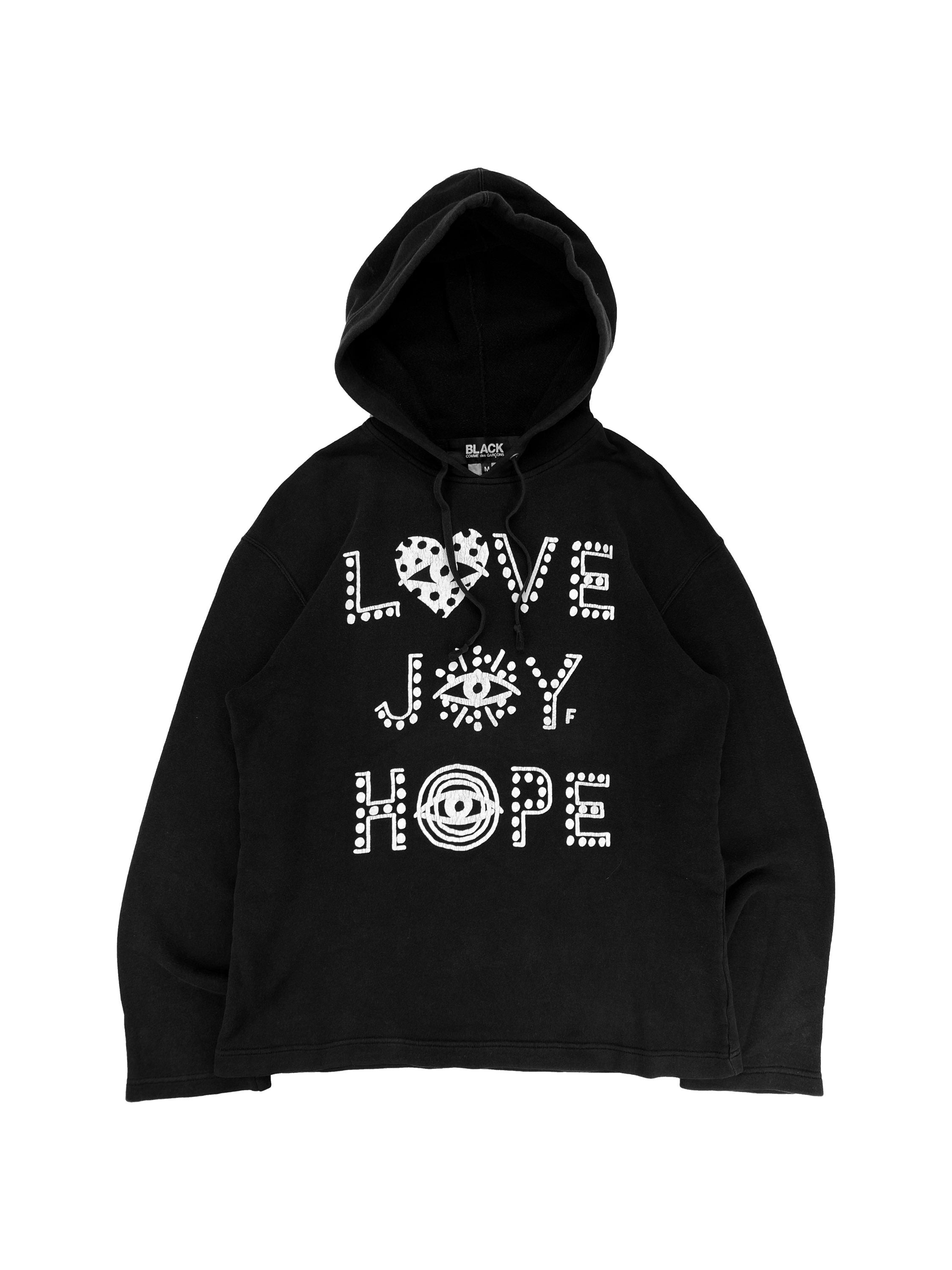 Comme des Garçons BLACK ‘Love Joy Hope’ Black Graphic Hoodie