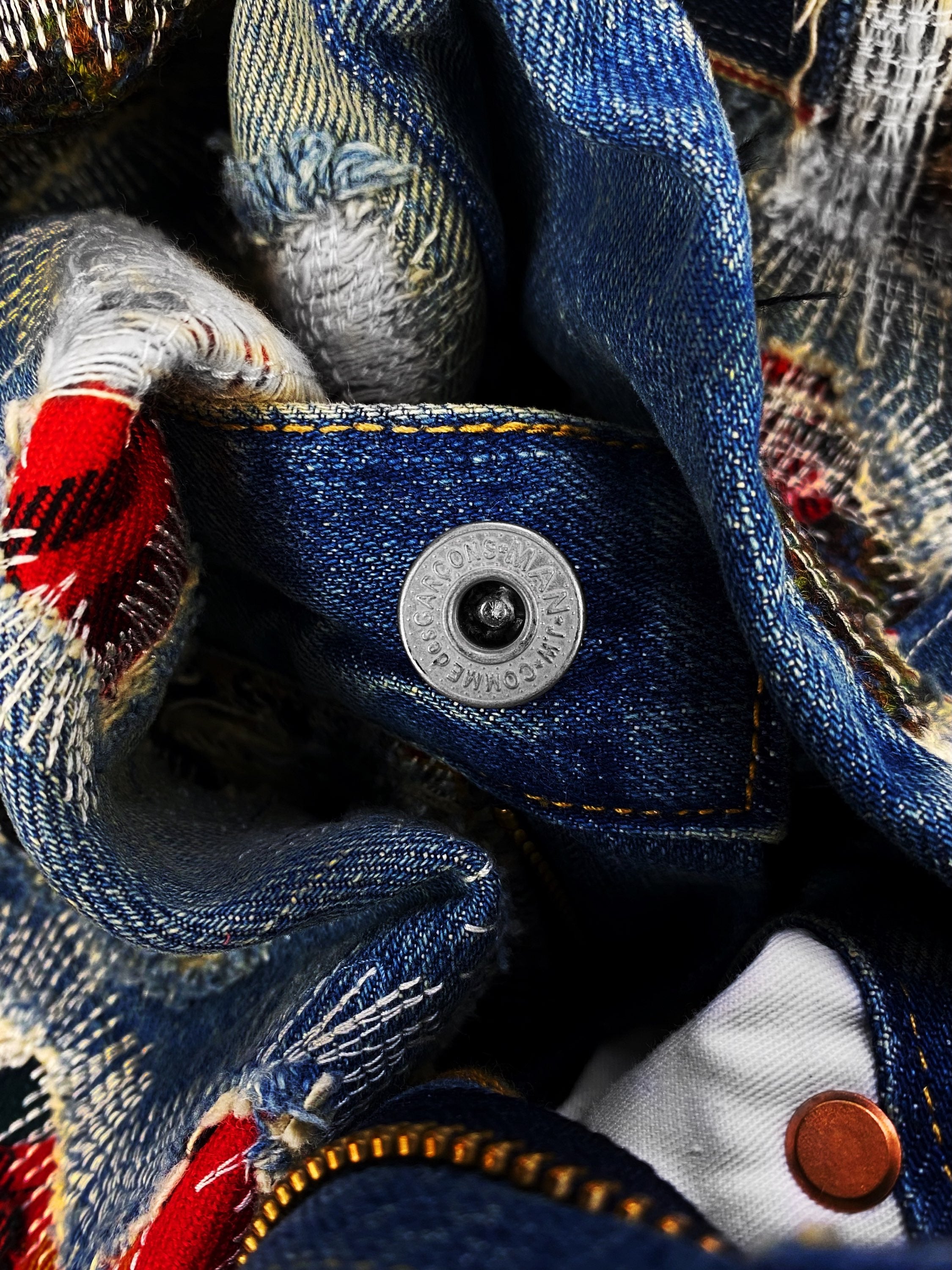 SS18 Junya Watanabe ‘Patchwork’ Multi-Stitch Wide Cut Denim