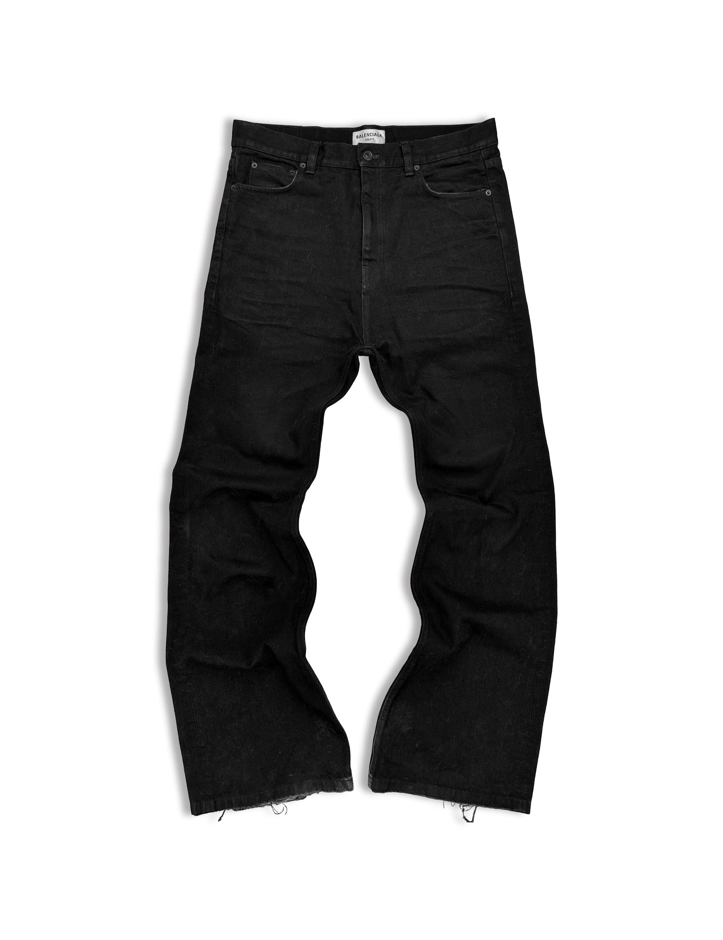 SS22 Balenciaga ‘Lost Tape’ Flared Cut Black Distressed Denim