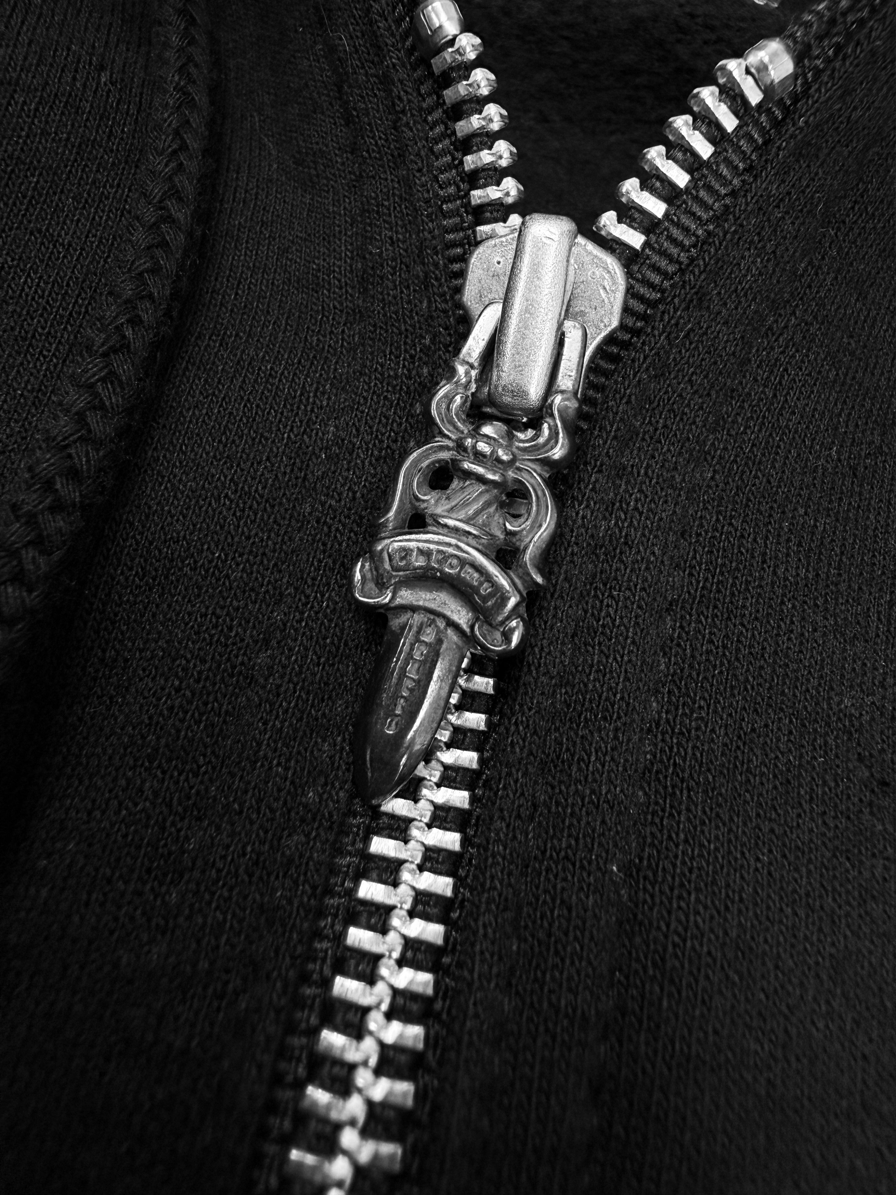 Chrome Hearts CH Leather Cross Patch Dagger Zip-up Hoodie