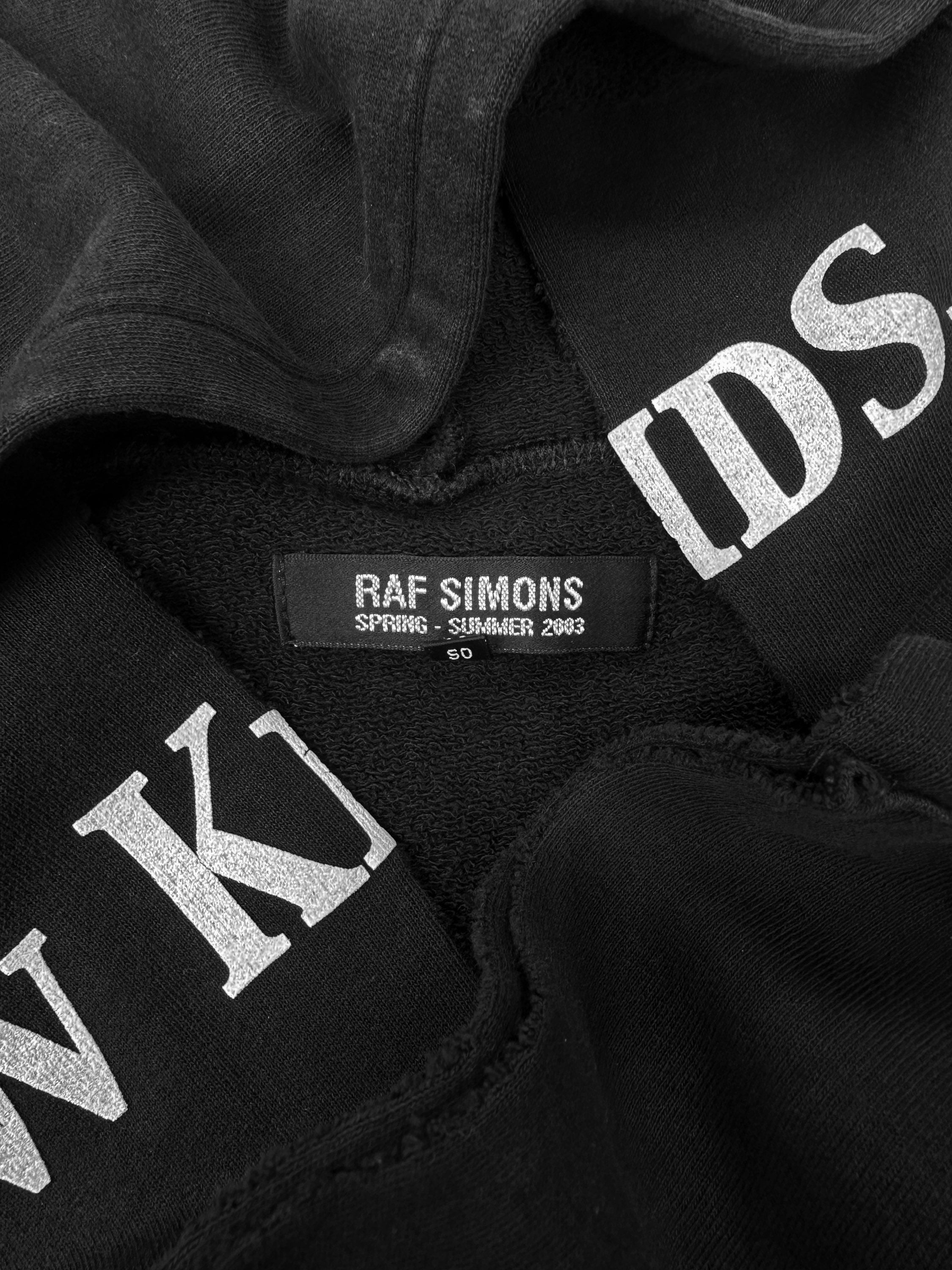 SS03 Raf Simons ‘New Kids Inc’ Consumed Split Graphic Raglan Hoodie