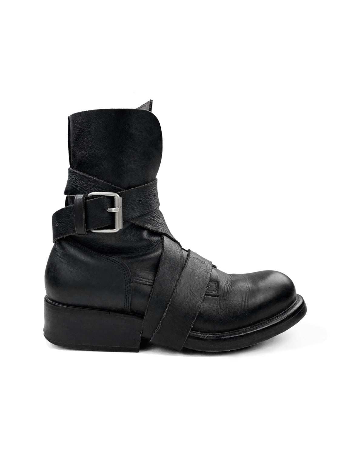 AW97 Dirk Bikkembergs Belted Tornado Wrap Leather Combat Boots