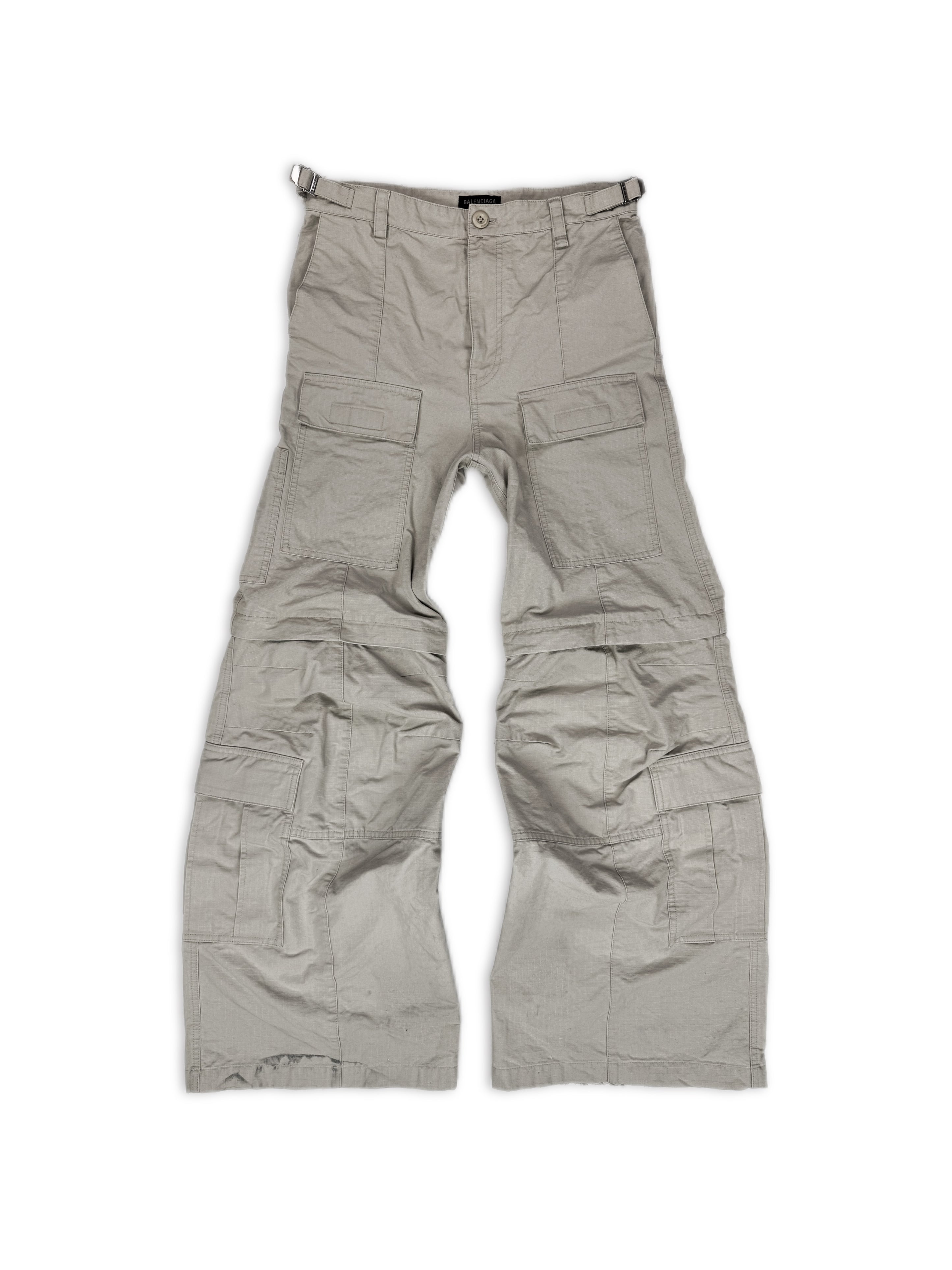 AW23 Balenciaga Flared Beige Multi Pocket Cargo Pants